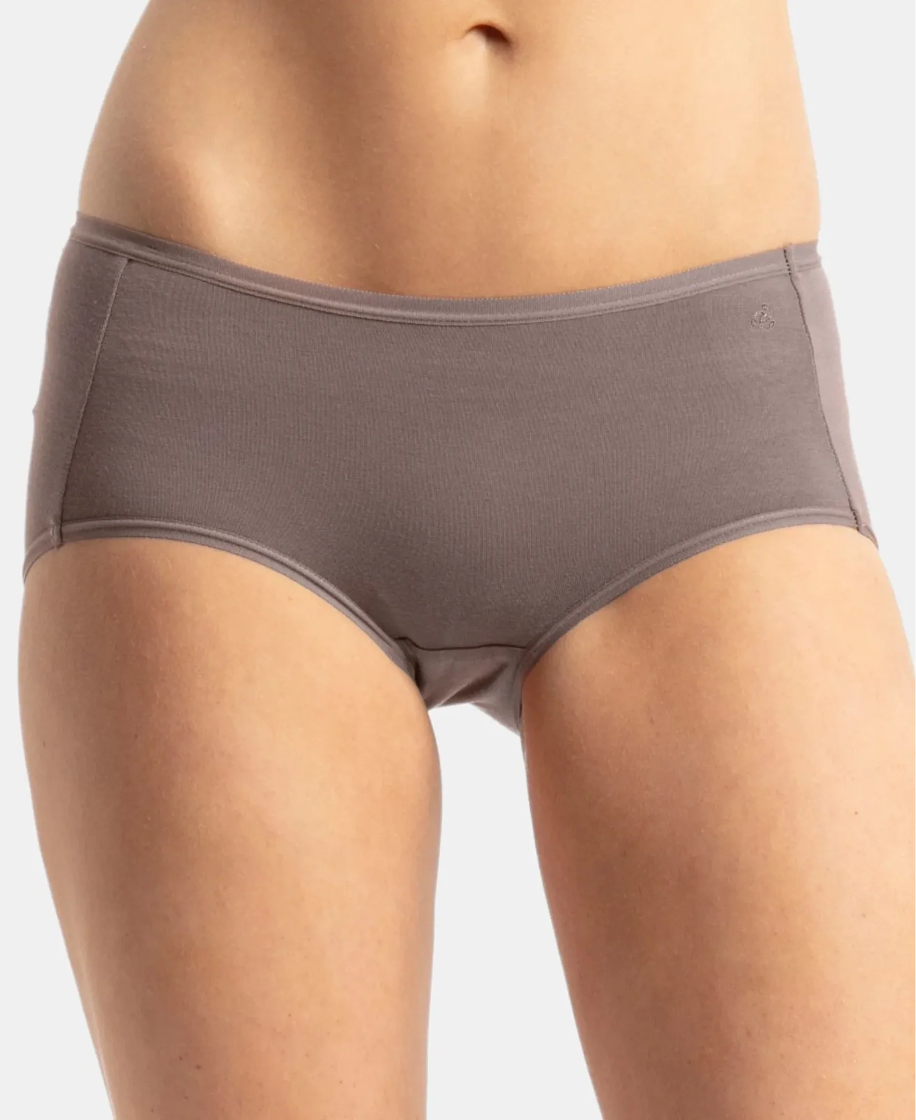Full Coverage Micro Modal Elastane Stretch Full Brief With Exposed Waistband and StayFresh Treatment - Deep Taupe - Image 7