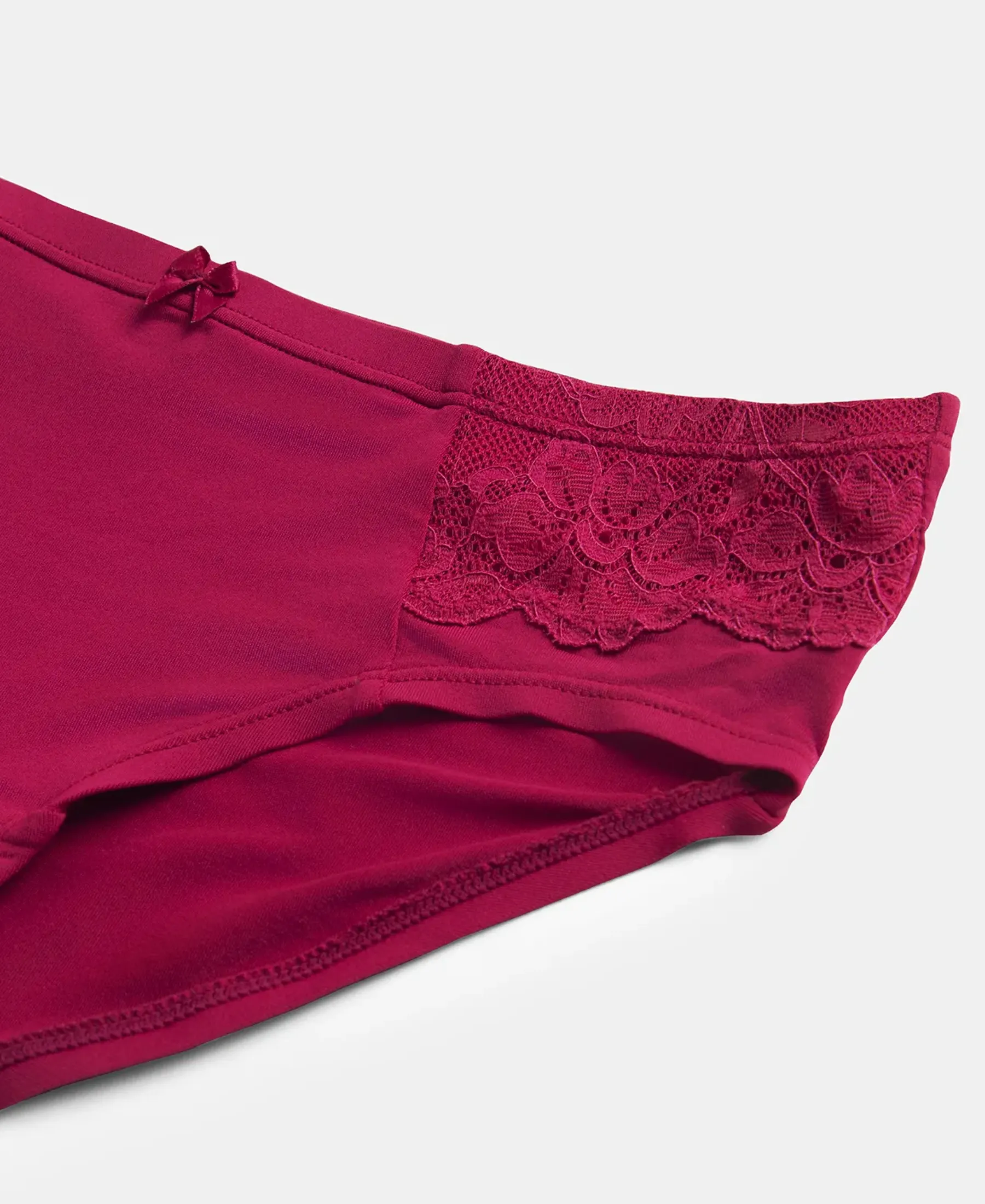 Full Coverage Soft Touch Microfiber Elastane Stretch Hipster with Lace Styling - Anemone - Image 3