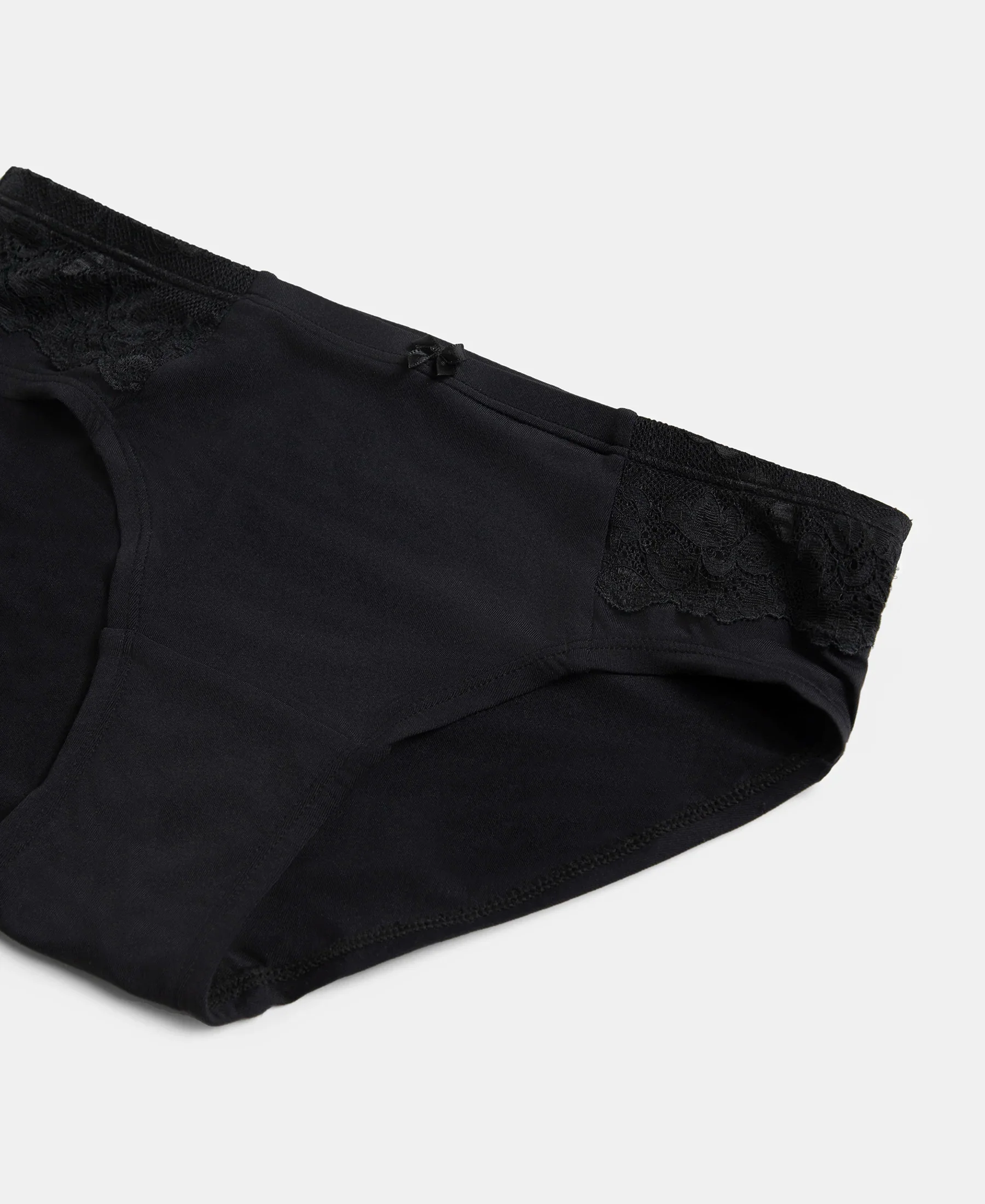 Full Coverage Soft Touch Microfiber Elastane Stretch Hipster with Lace Styling - Black - Image 7
