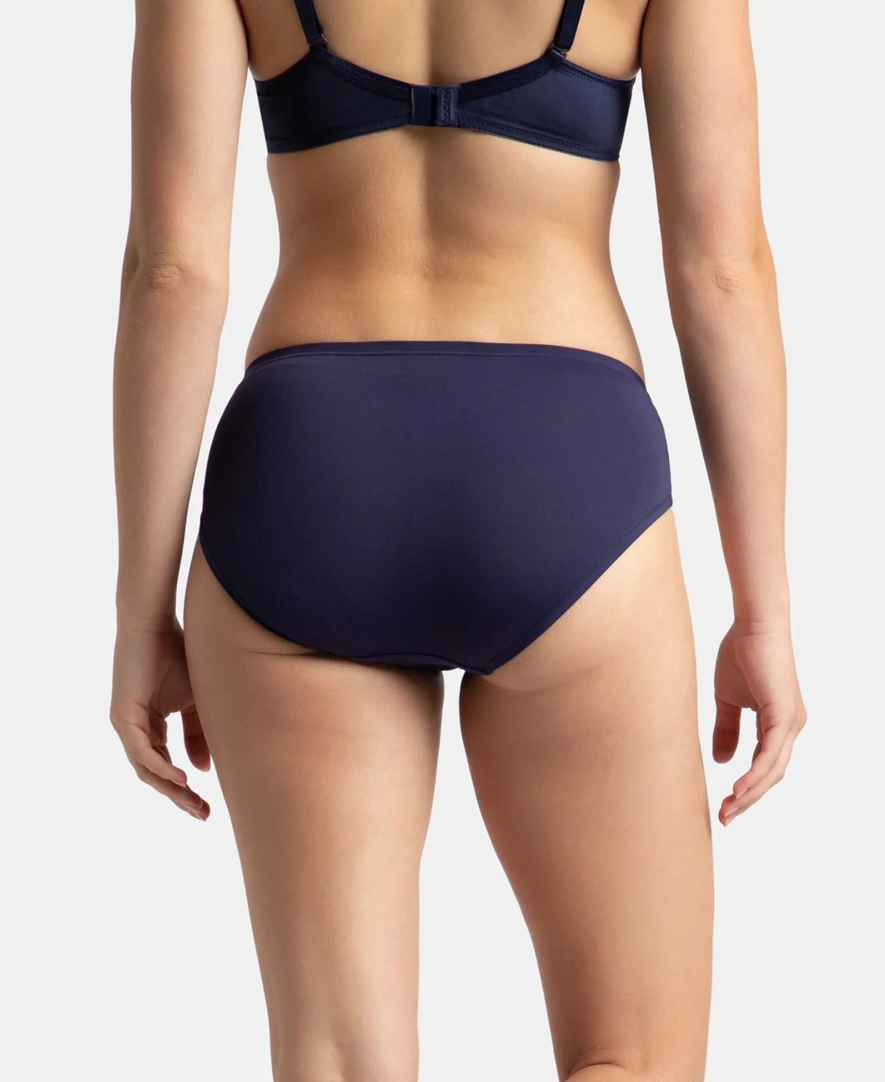 Full Coverage Soft Touch Microfiber Elastane Stretch Hipster with Lace Styling - Classic Navy - Image 3