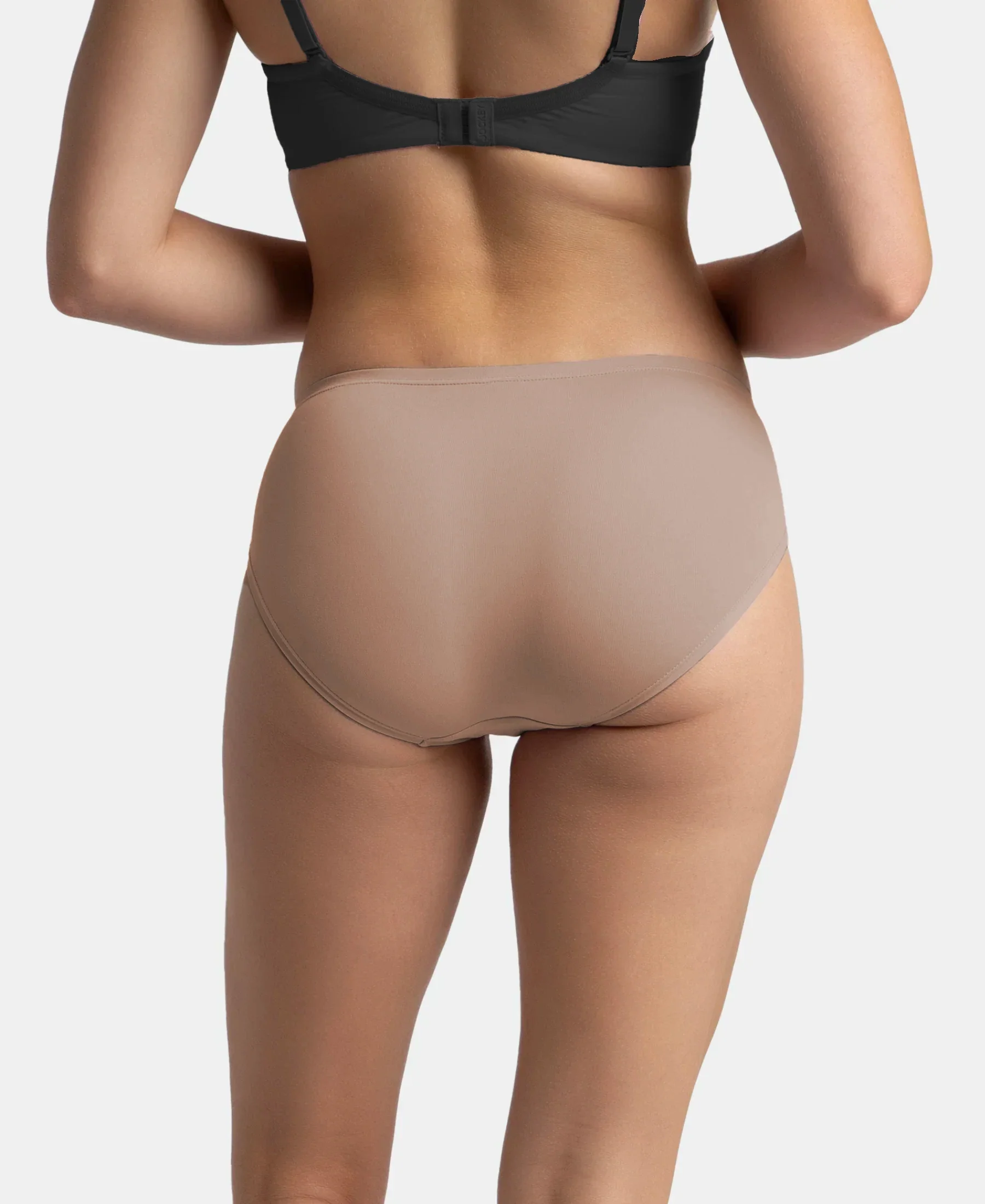 Full Coverage Soft Touch Microfiber Elastane Stretch Hipster with Lace Styling - Deep Taupe - Image 3