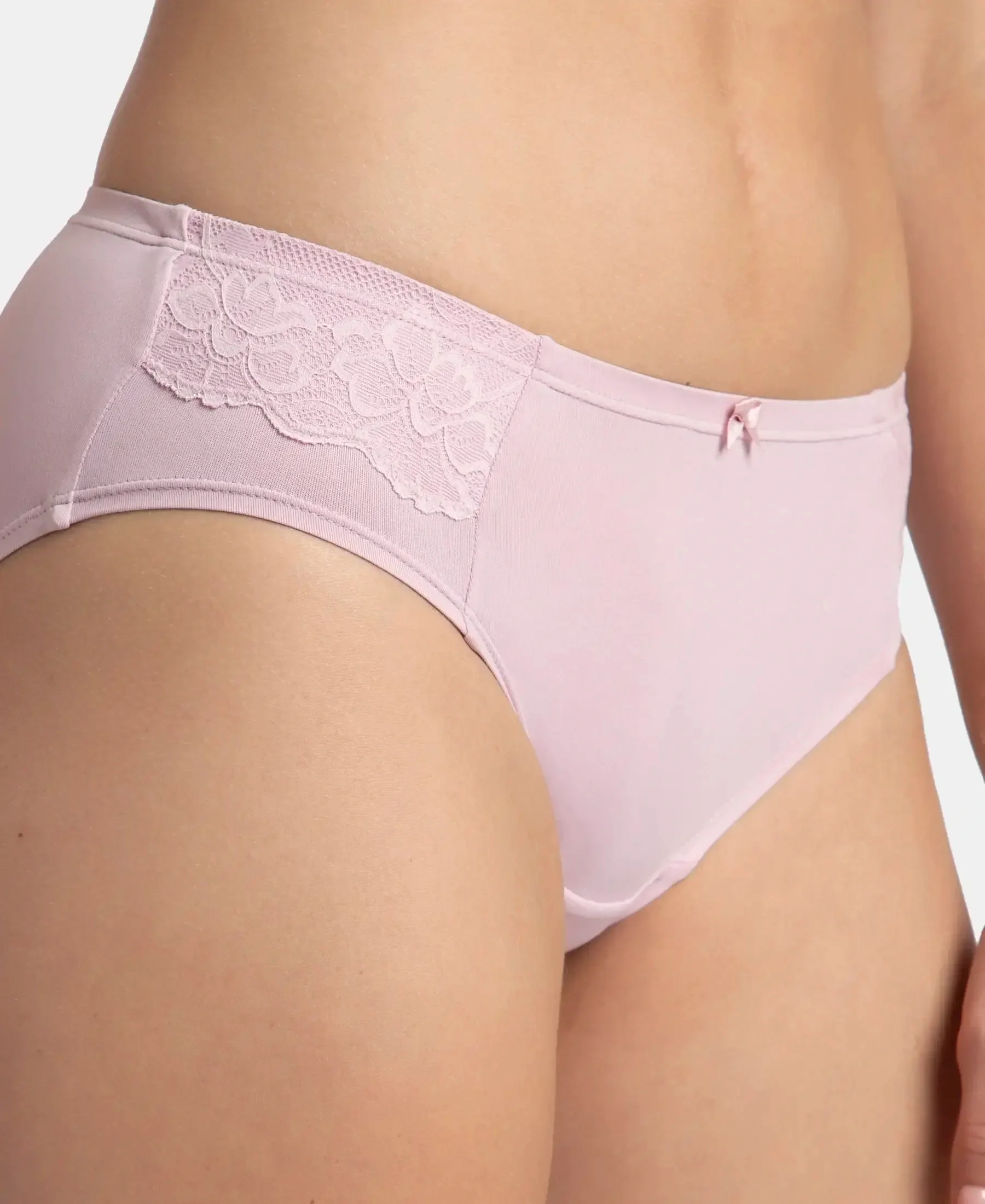 Full Coverage Soft Touch Microfiber Elastane Stretch Hipster with Lace Styling - Fragrant Lilac - Image 6