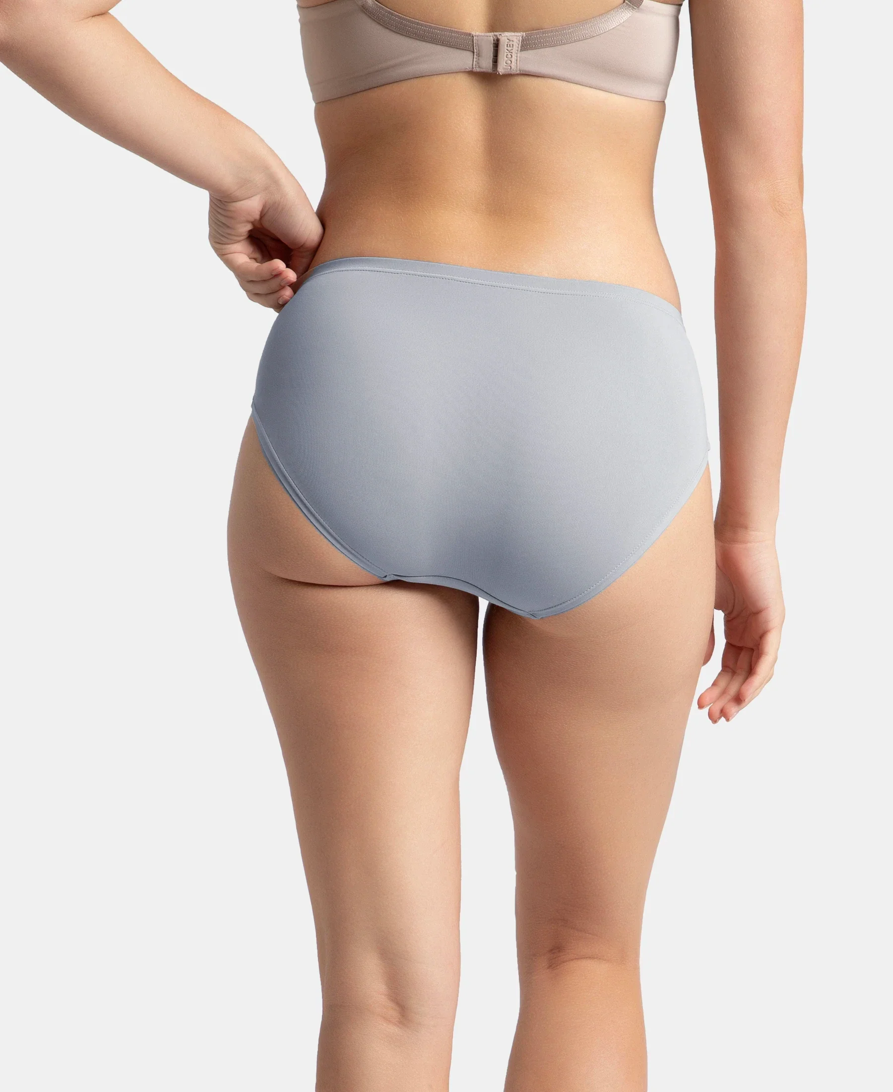 Full Coverage Soft Touch Microfiber Elastane Stretch Hipster with Lace Styling - Lilac Grey - Image 3