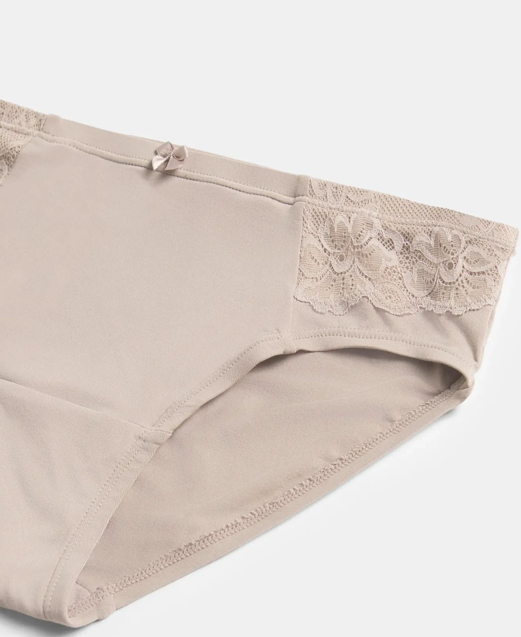 Full Coverage Soft Touch Microfiber Elastane Stretch Hipster with Lace Styling - Mocha - Image 7