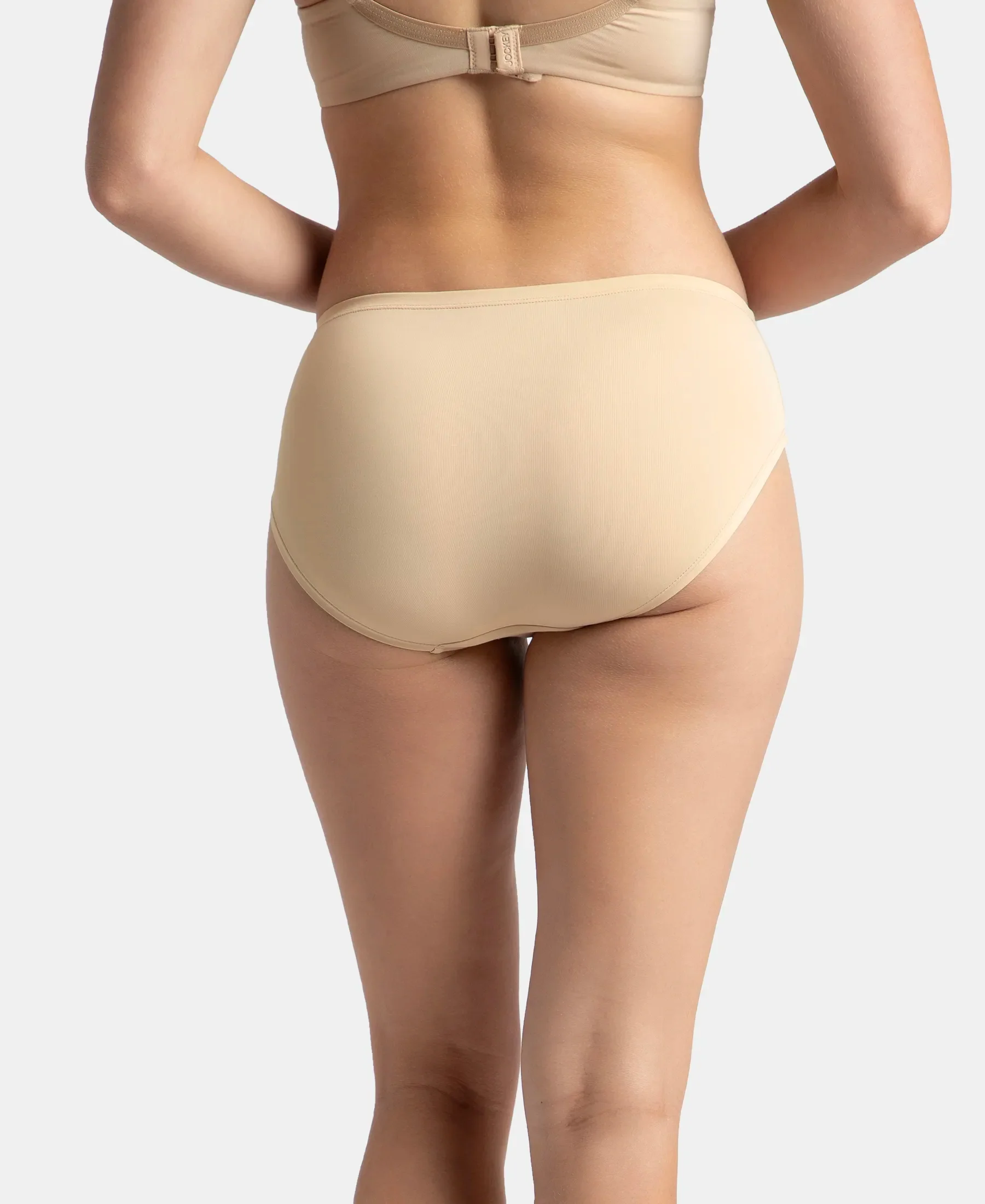 Full Coverage Soft Touch Microfiber Elastane Stretch Hipster with Lace Styling - Skin - Image 3