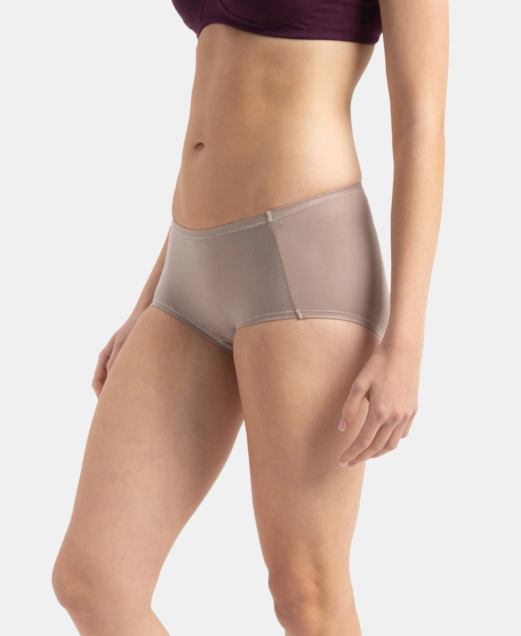 Full Coverage Tencel Lyocell Elastane Stretch Mid Waist Full Brief With Concealed Waistband and StayFresh Treatment - Mushroom - Image 2