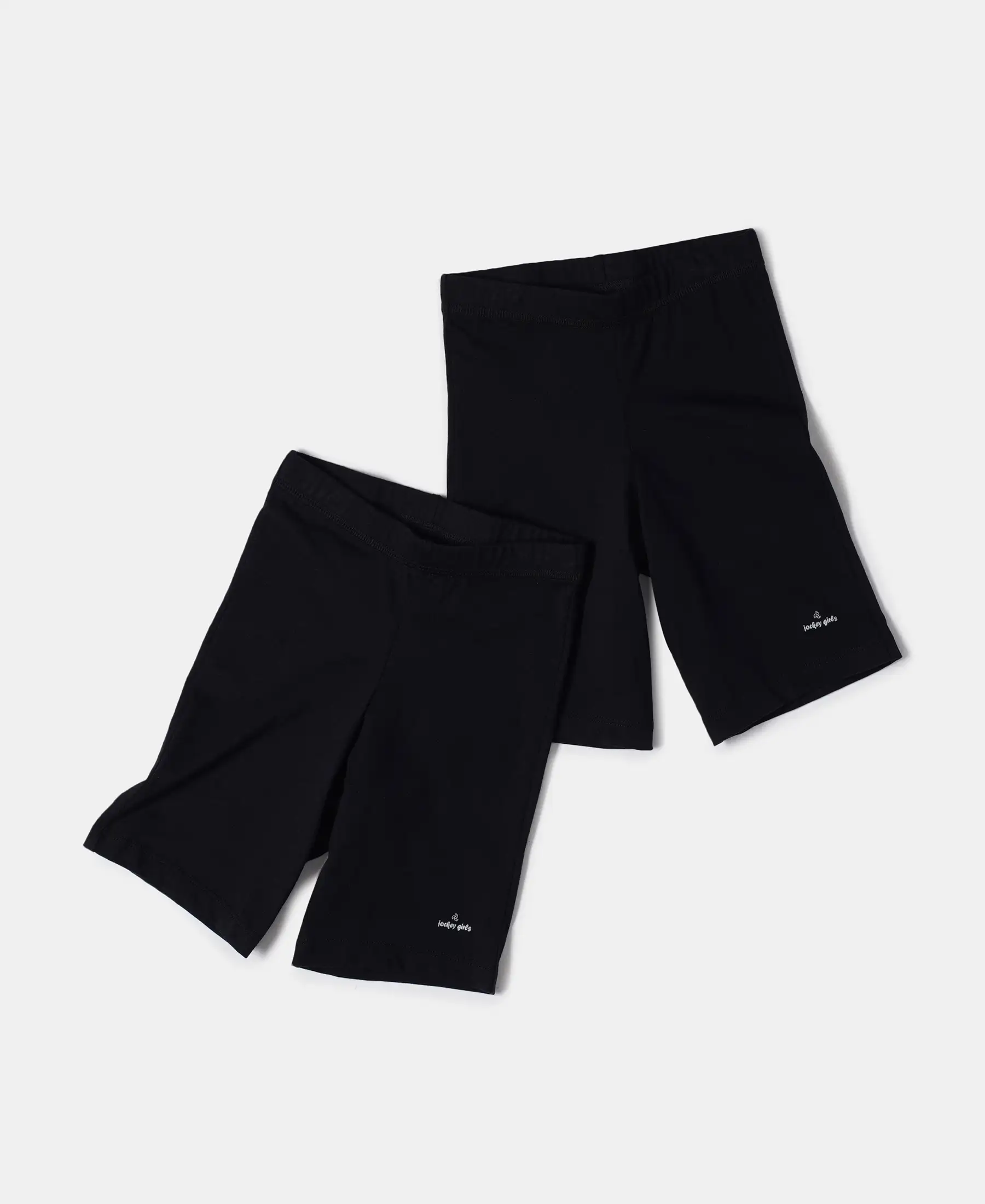 Girl's Super Combed Cotton Elastane Stretch Shorties with Ultrasoft Waistband - Black (Pack of 2) - Image 5