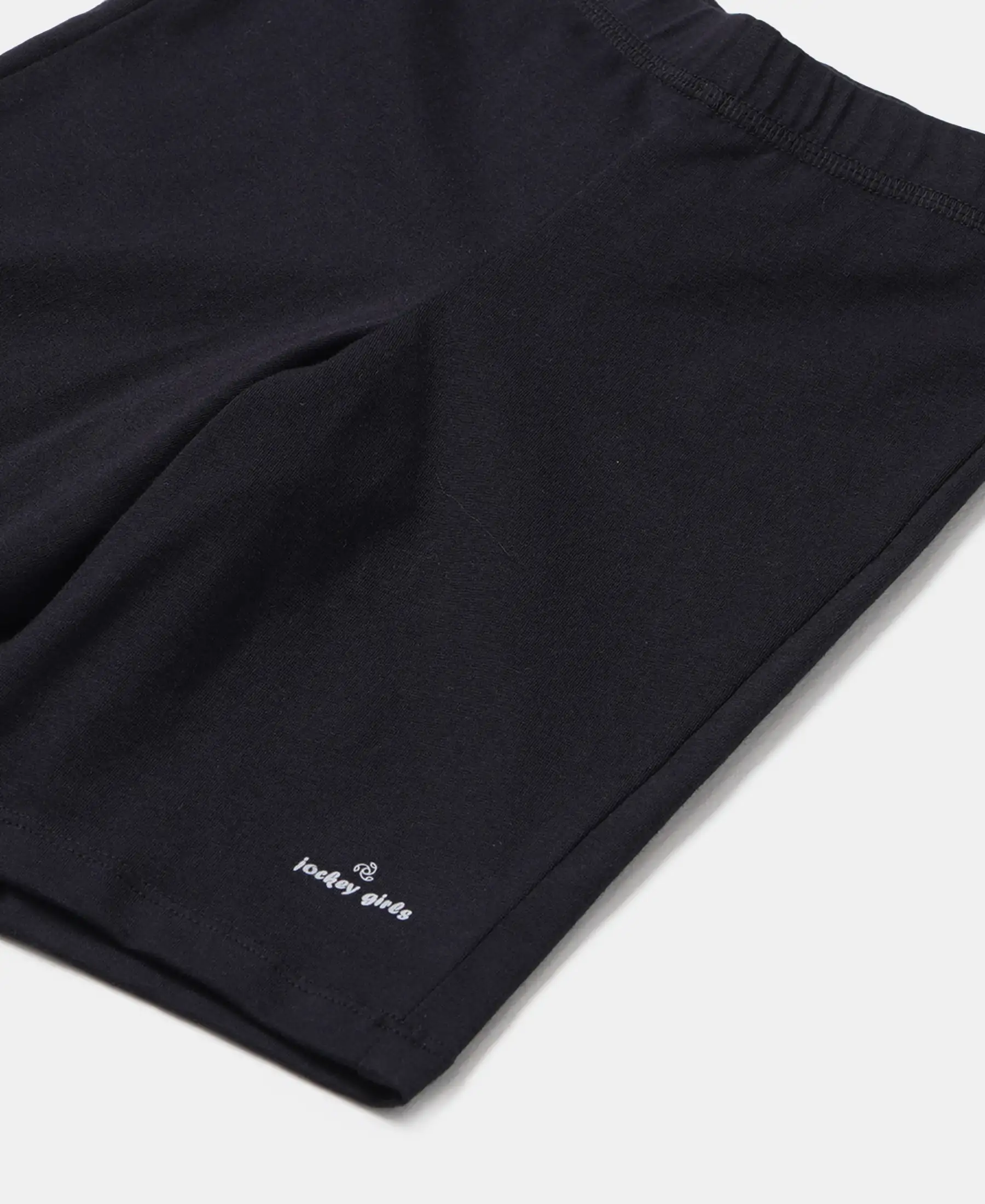 Girl's Super Combed Cotton Elastane Stretch Shorties with Ultrasoft Waistband - Black - Image 3