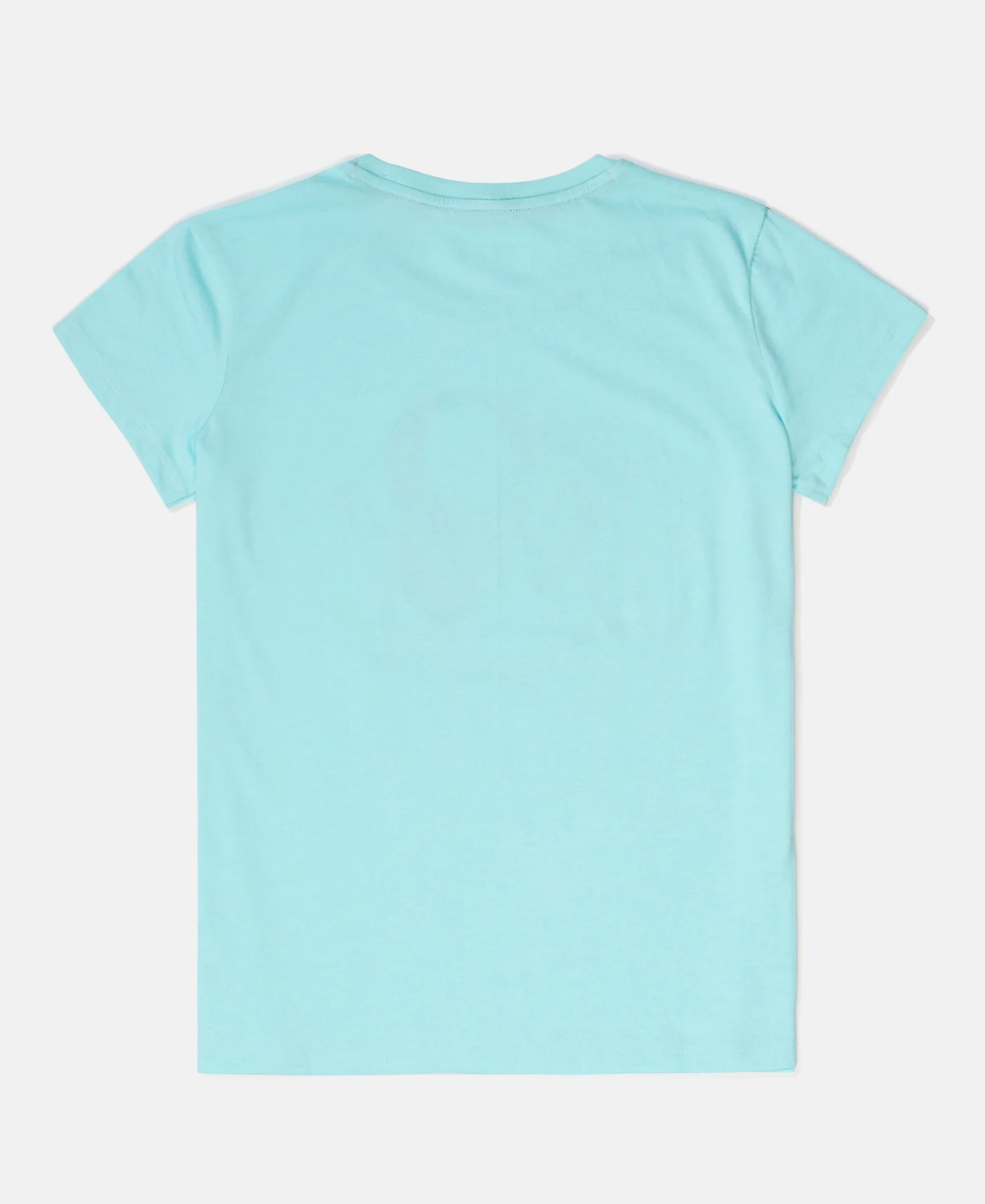 Girl's Super Combed Cotton Graphic Printed T-Shirt - Aruba Blue - Image 2
