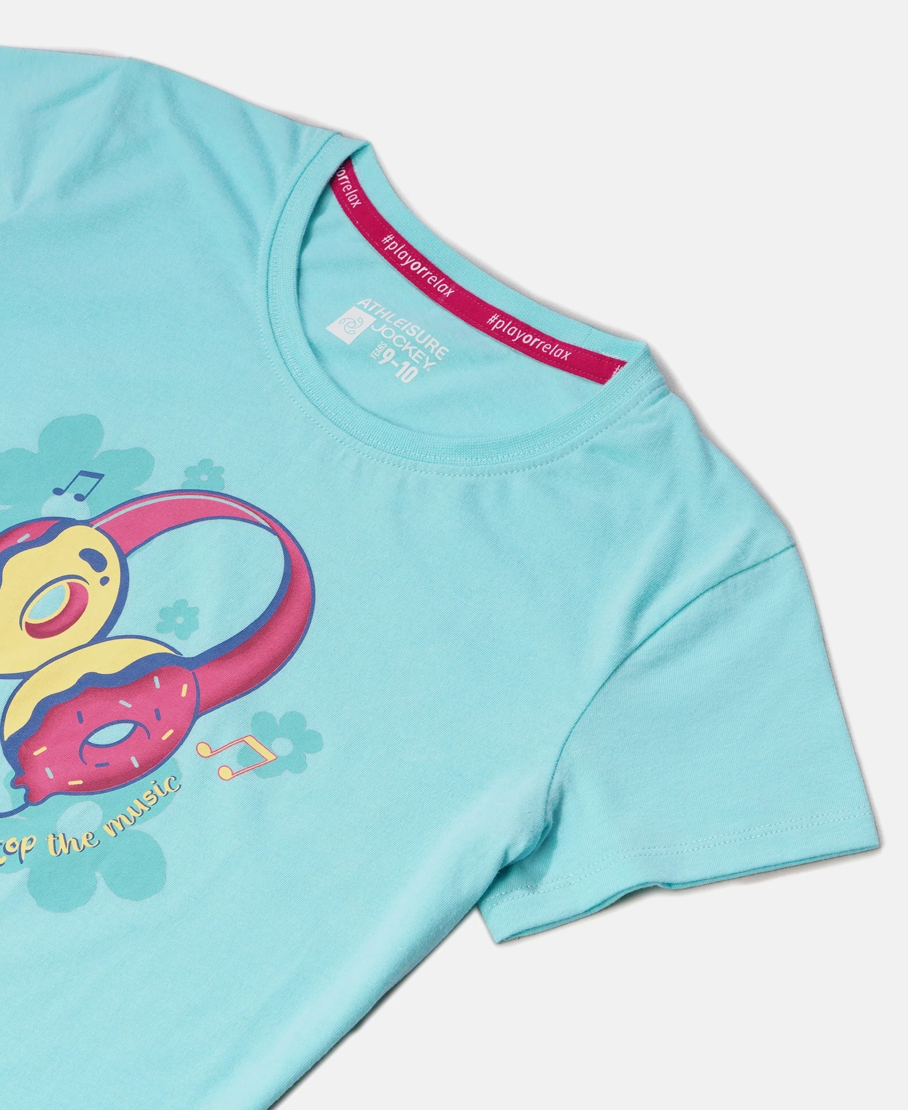 Girl's Super Combed Cotton Graphic Printed T-Shirt - Aruba Blue - Image 3