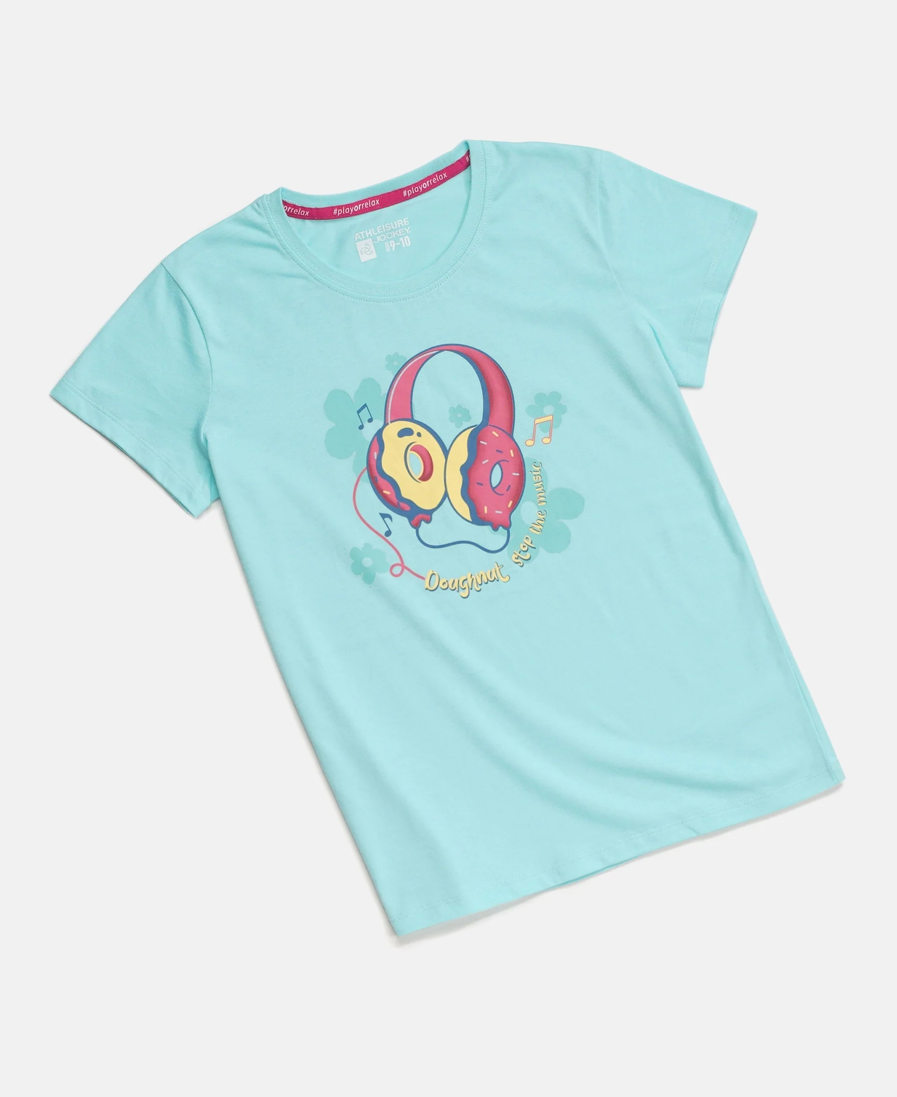 Girl's Super Combed Cotton Graphic Printed T-Shirt - Aruba Blue - Image 4