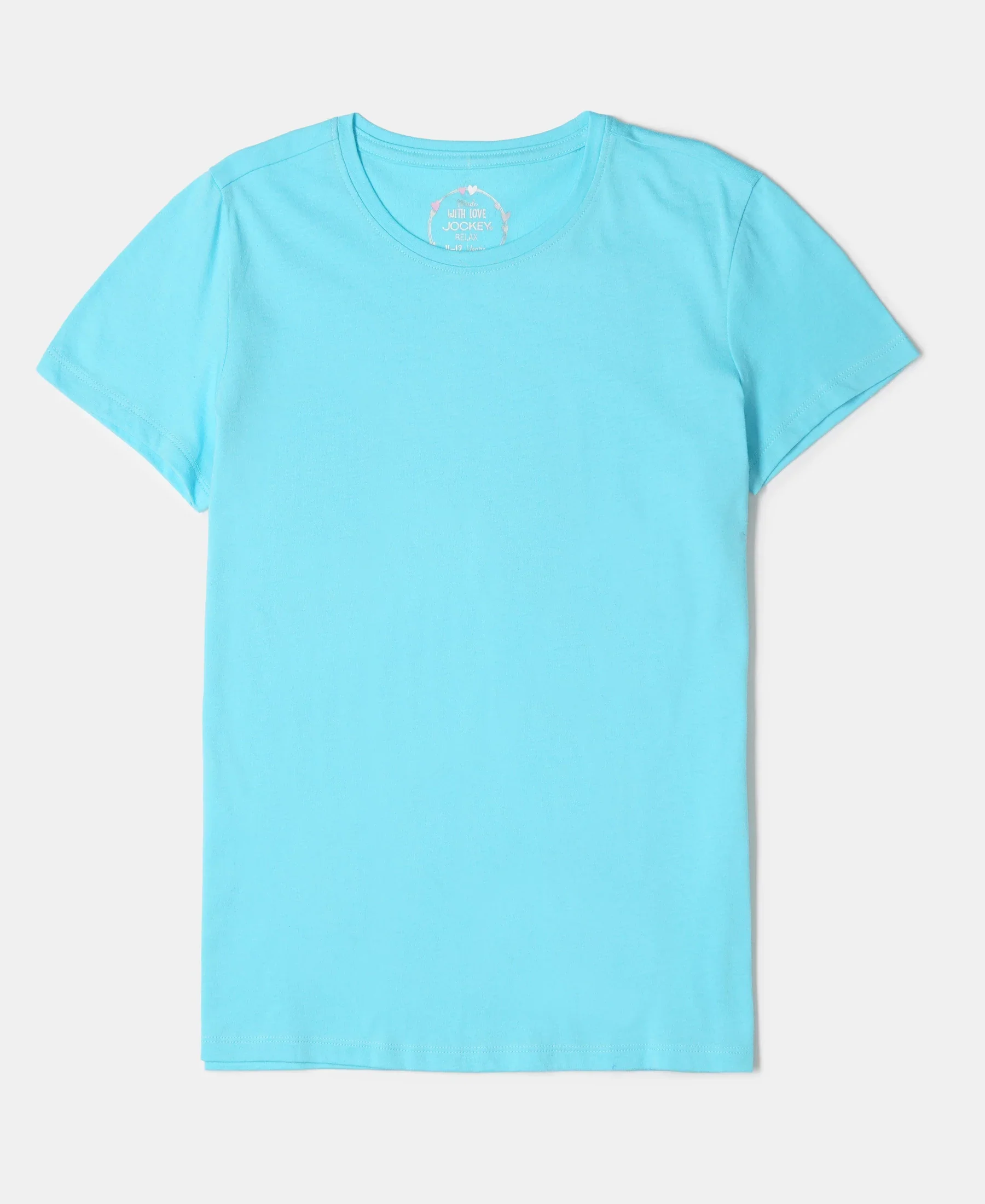 Girl's Super Combed Cotton Solid Short Sleeve T-Shirt - Blue Radiance