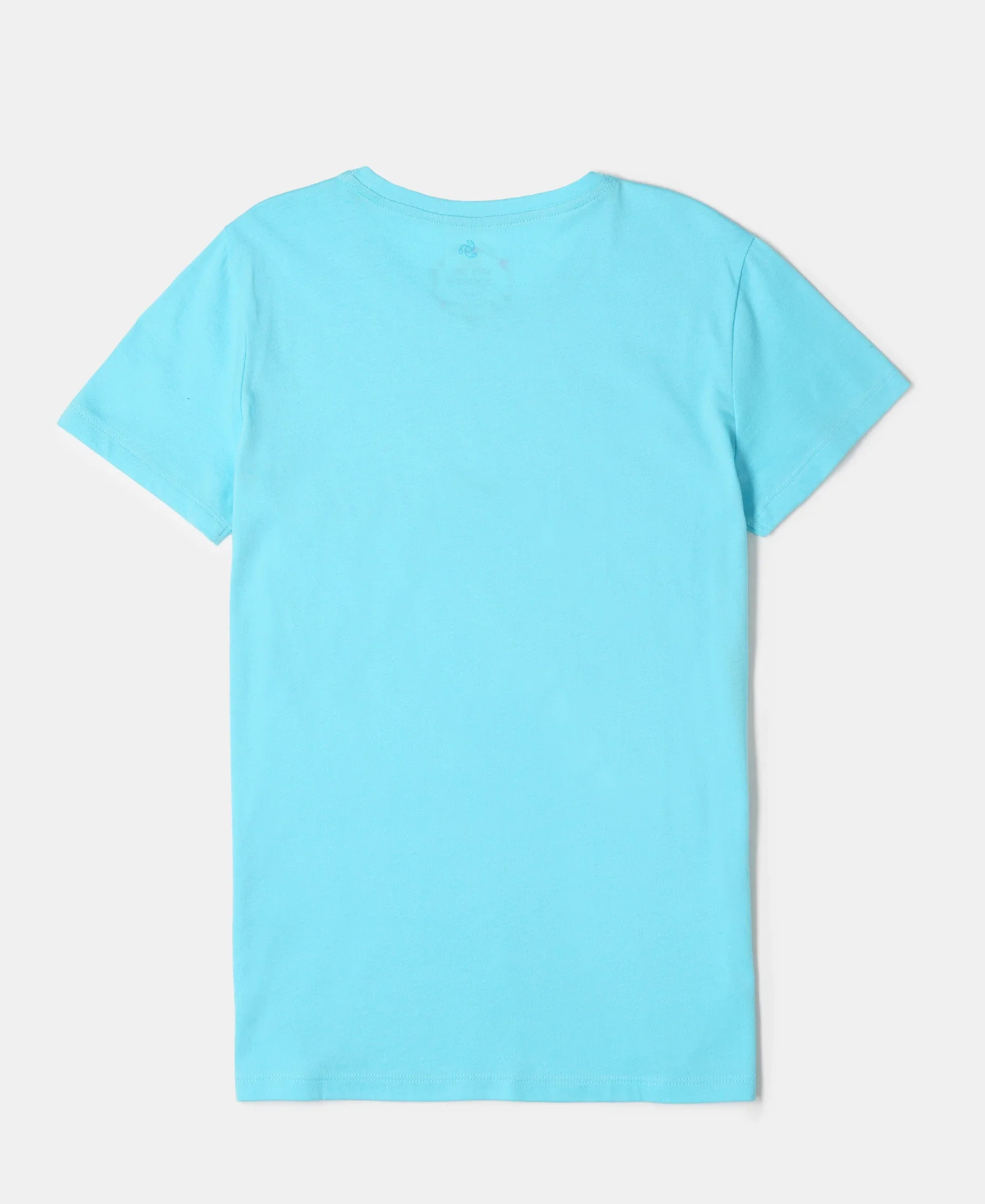 Girl's Super Combed Cotton Solid Short Sleeve T-Shirt - Blue Radiance - Image 2