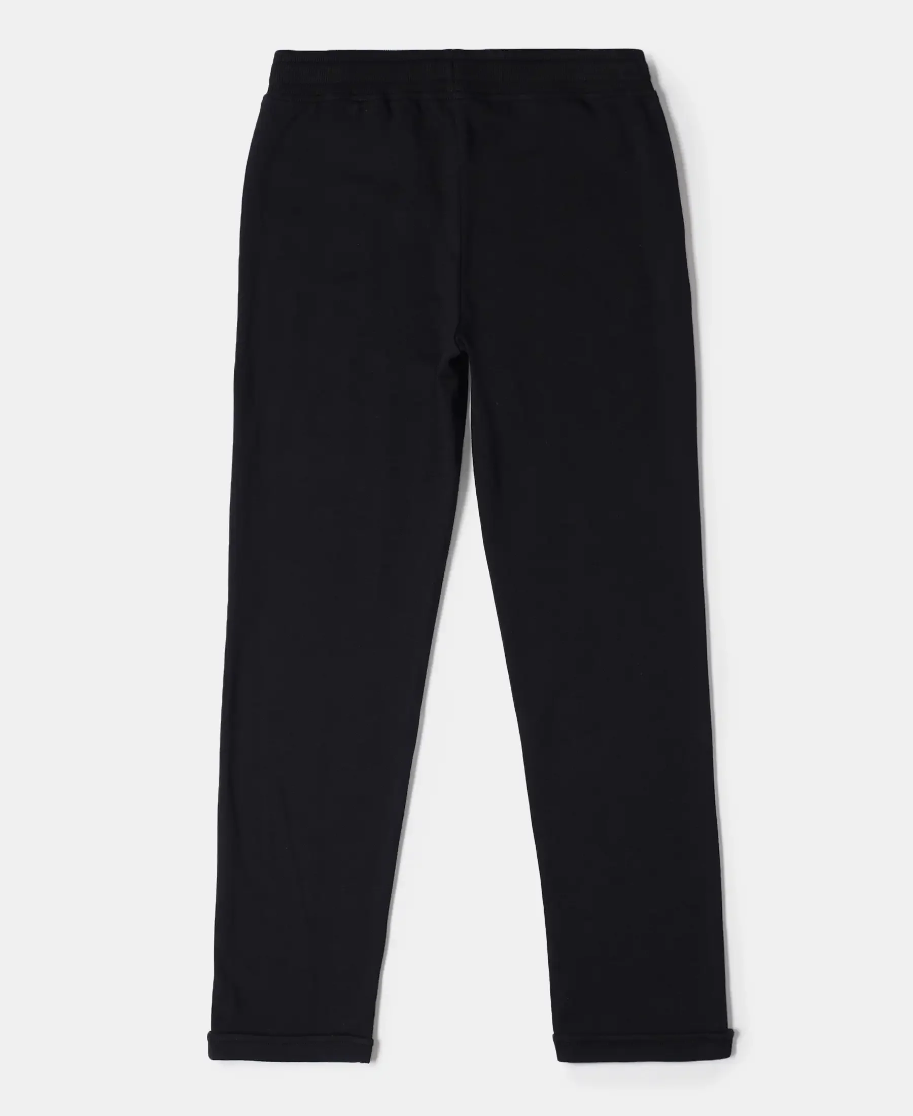 Girls Super Combed Cotton Straight Fit Trackpants with Side Pocket - Black - Image 2