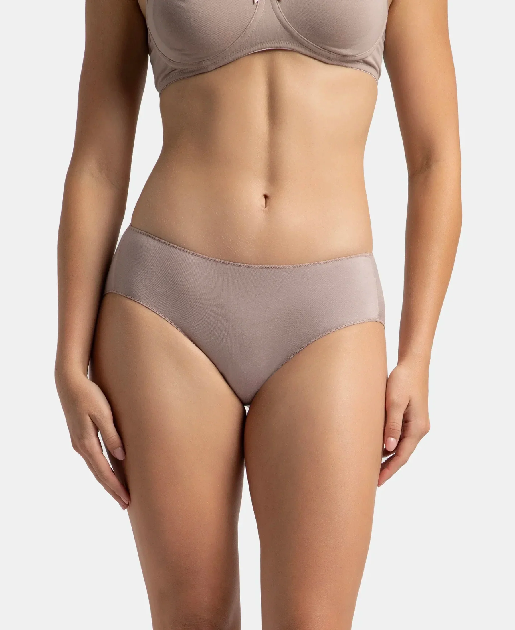 High Coverage Micro Modal Elastane Stretch Hipster With Ultrasoft Concealed Waistband - Mocha & Anemone (Pack of 2) - Image 7