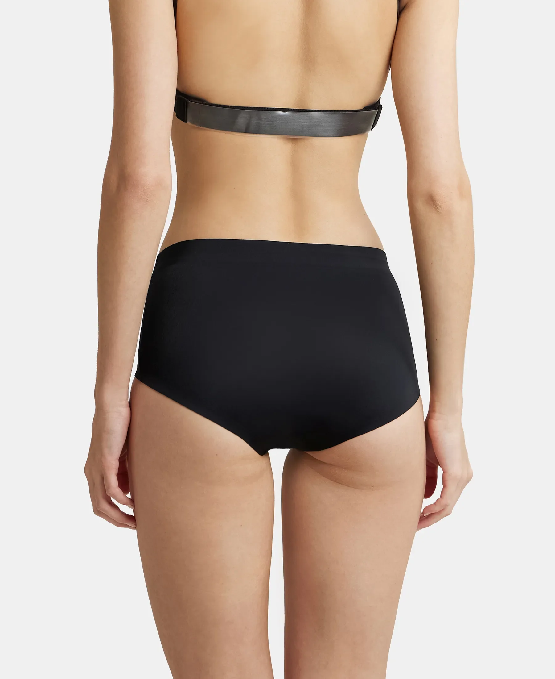 High Coverage Soft Touch Microfiber Elastane Stretch Full Brief with No Visible Pantyline - Black - Image 3