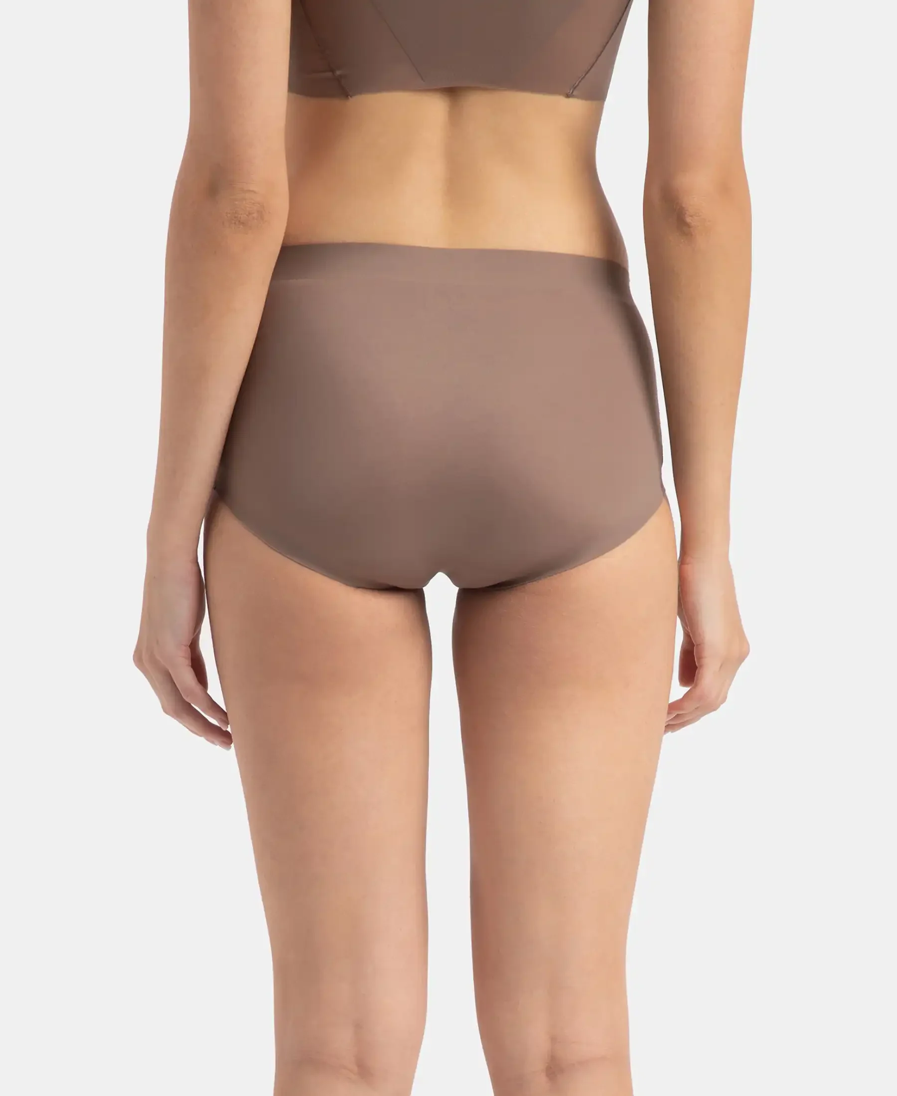 High Coverage Soft Touch Microfiber Elastane Stretch Full Brief with No Visible Pantyline - Deep Taupe - Image 3