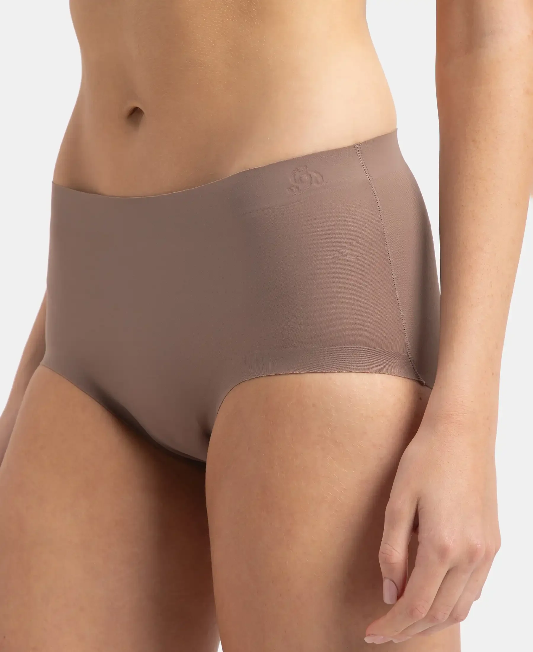 High Coverage Soft Touch Microfiber Elastane Stretch Full Brief with No Visible Pantyline - Deep Taupe - Image 7