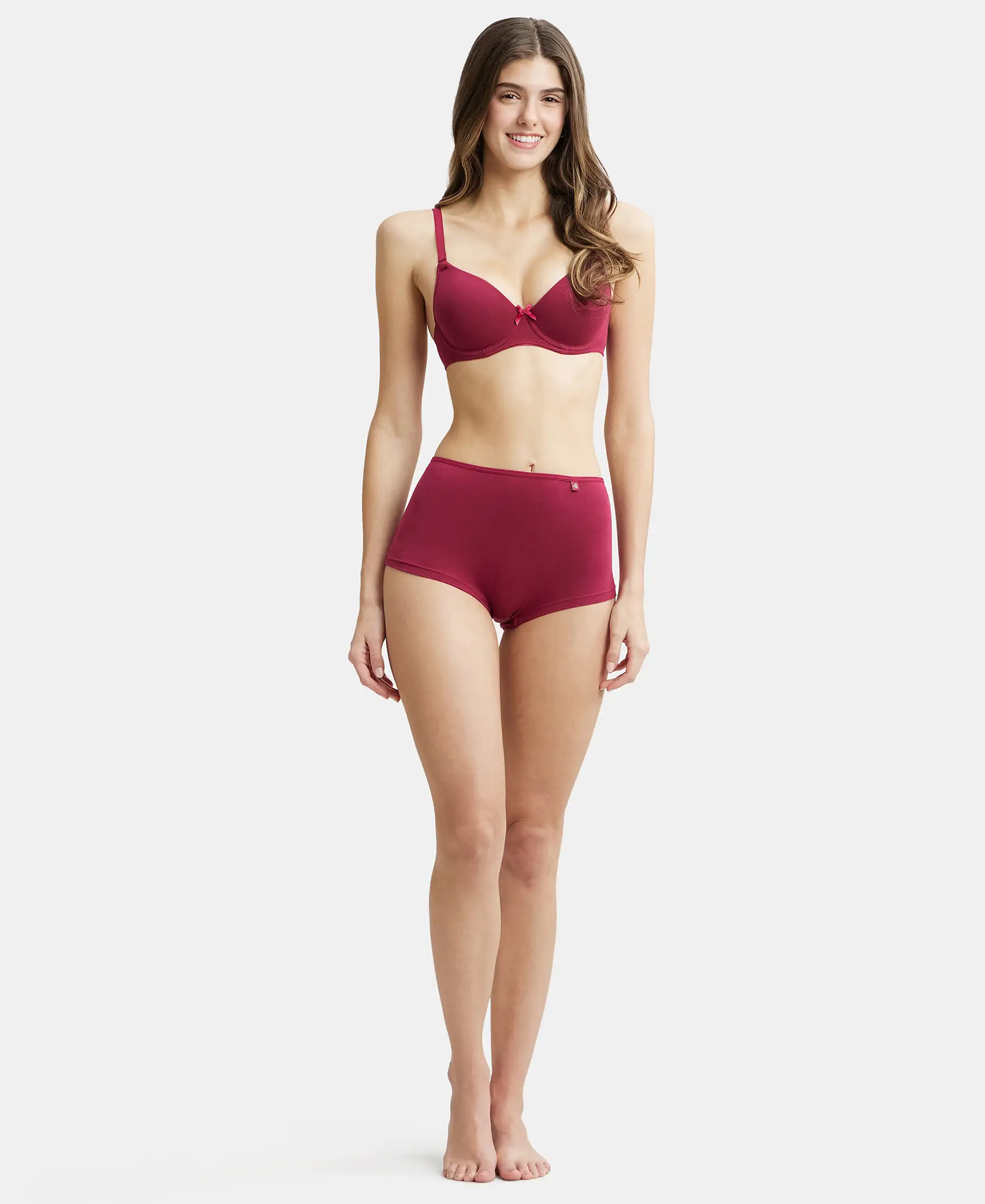 High Coverage Super Combed Cotton Elastane Stretch Boy Leg With Concealed Waistband and StayFresh Treatment - Beet Red - Image 4