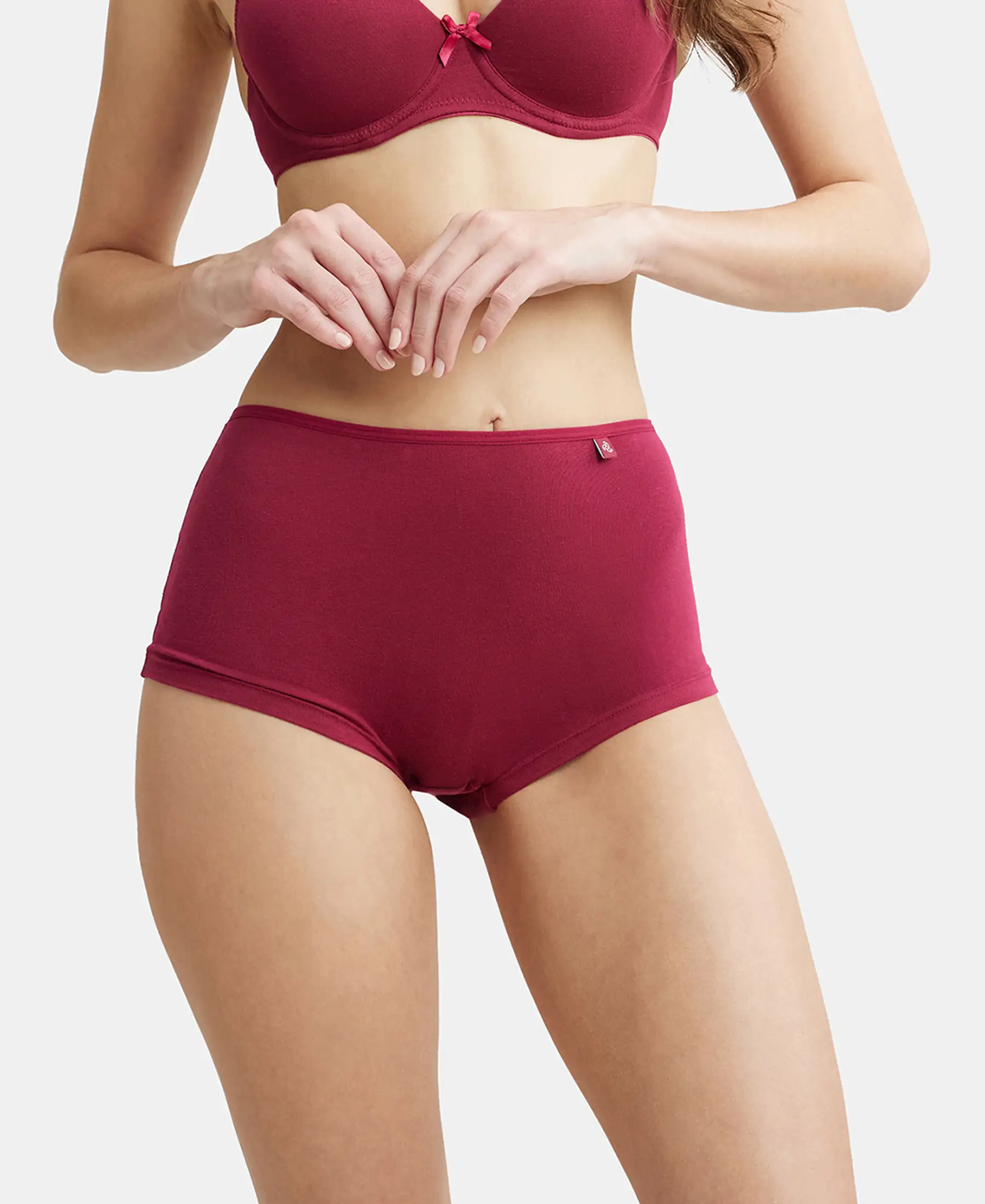 High Coverage Super Combed Cotton Elastane Stretch Boy Leg With Concealed Waistband and StayFresh Treatment - Beet Red - Image 6