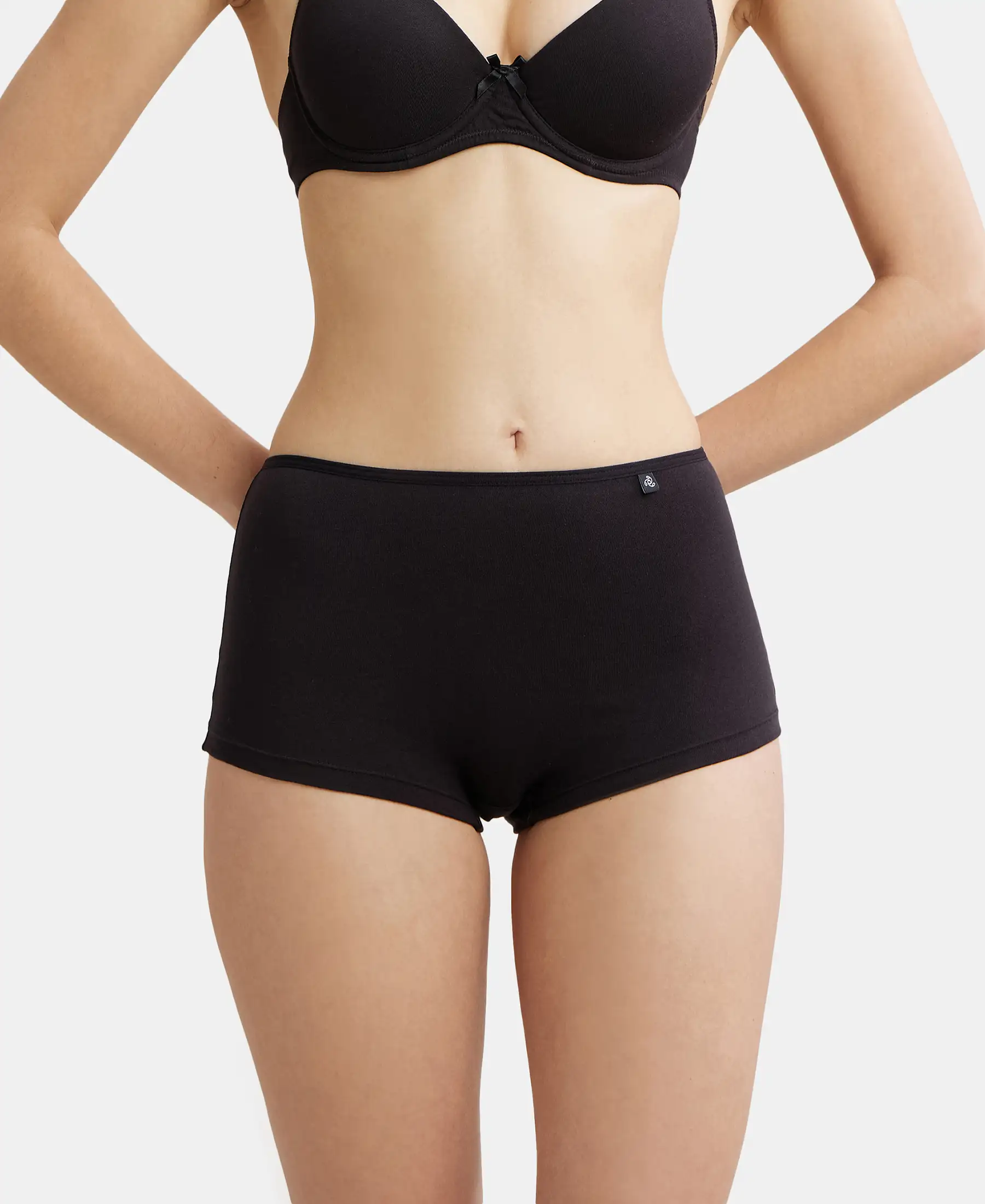 High Coverage Super Combed Cotton Elastane Stretch Boy Leg With Concealed Waistband and StayFresh Treatment - Black - Image 5