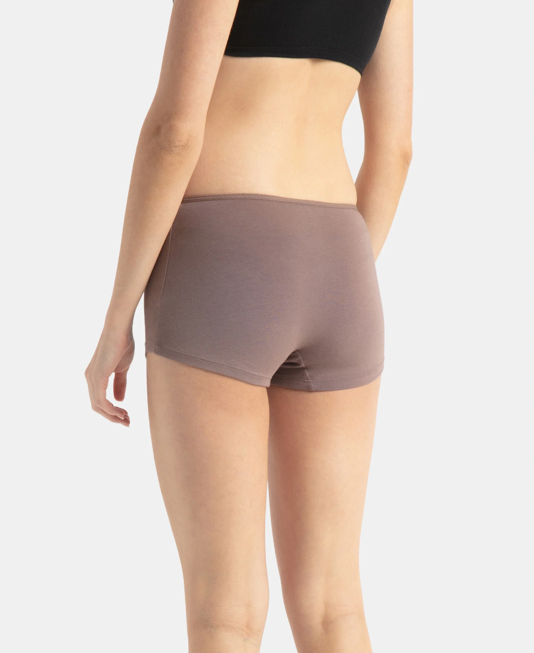 High Coverage Super Combed Cotton Elastane Stretch Boy Leg With Concealed Waistband and StayFresh Treatment - Deep Taupe - Image 3