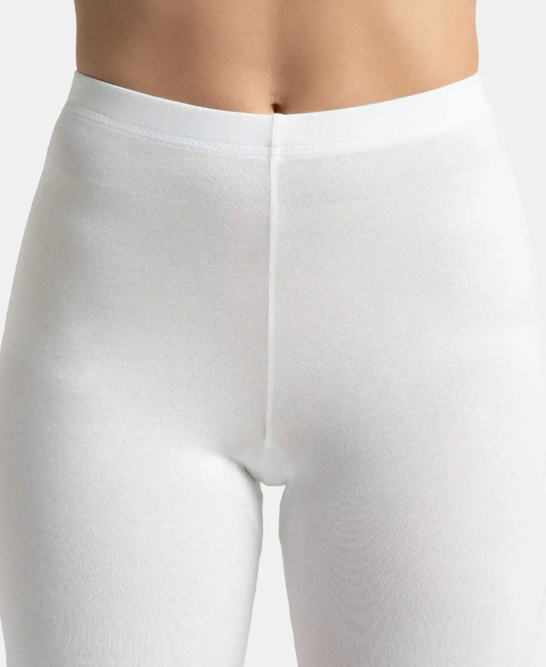 High Coverage Super Combed Cotton Elastane Stretch Shorties With Concealed Waistband - White & Skin (Pack of 2) - Image 4