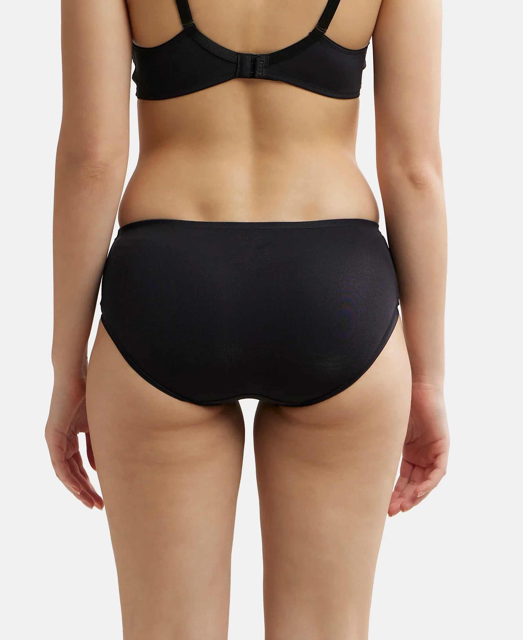 High Coverage Tencel Lyocell Elastane Stretch High Waist Hipster With Concealed Waistband and StayFresh Treatment - Black - Image 3