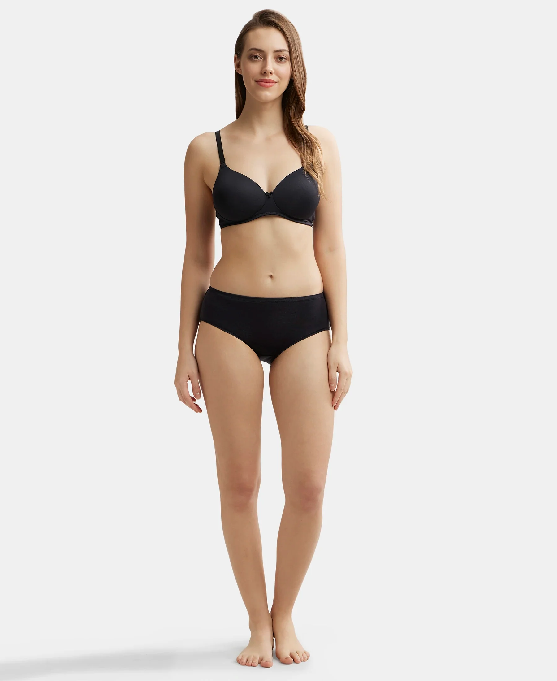 High Coverage Tencel Lyocell Elastane Stretch High Waist Hipster With Concealed Waistband and StayFresh Treatment - Black - Image 4