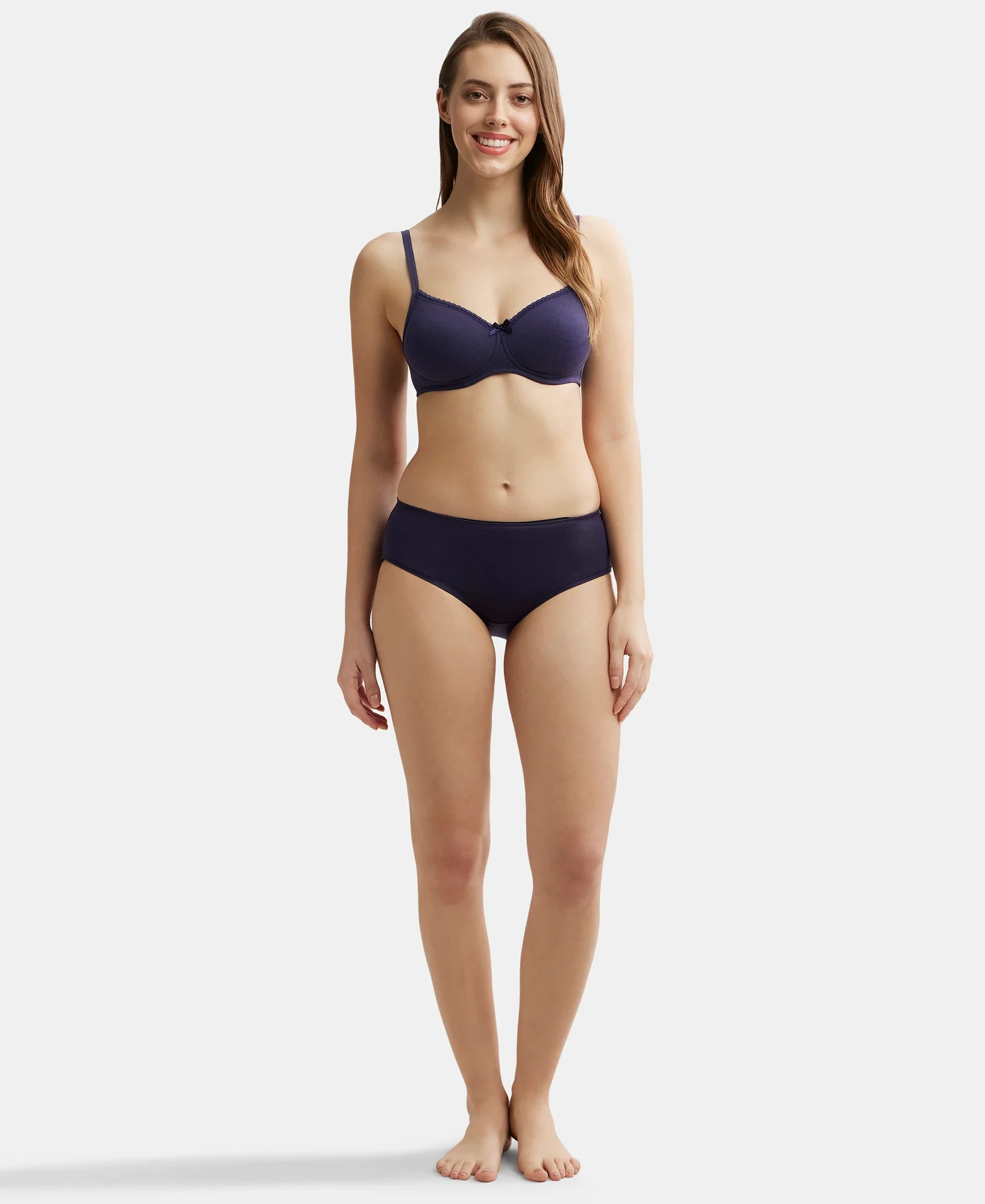 High Coverage Tencel Lyocell Elastane Stretch High Waist Hipster With Concealed Waistband and StayFresh Treatment - Classic Navy - Image 4