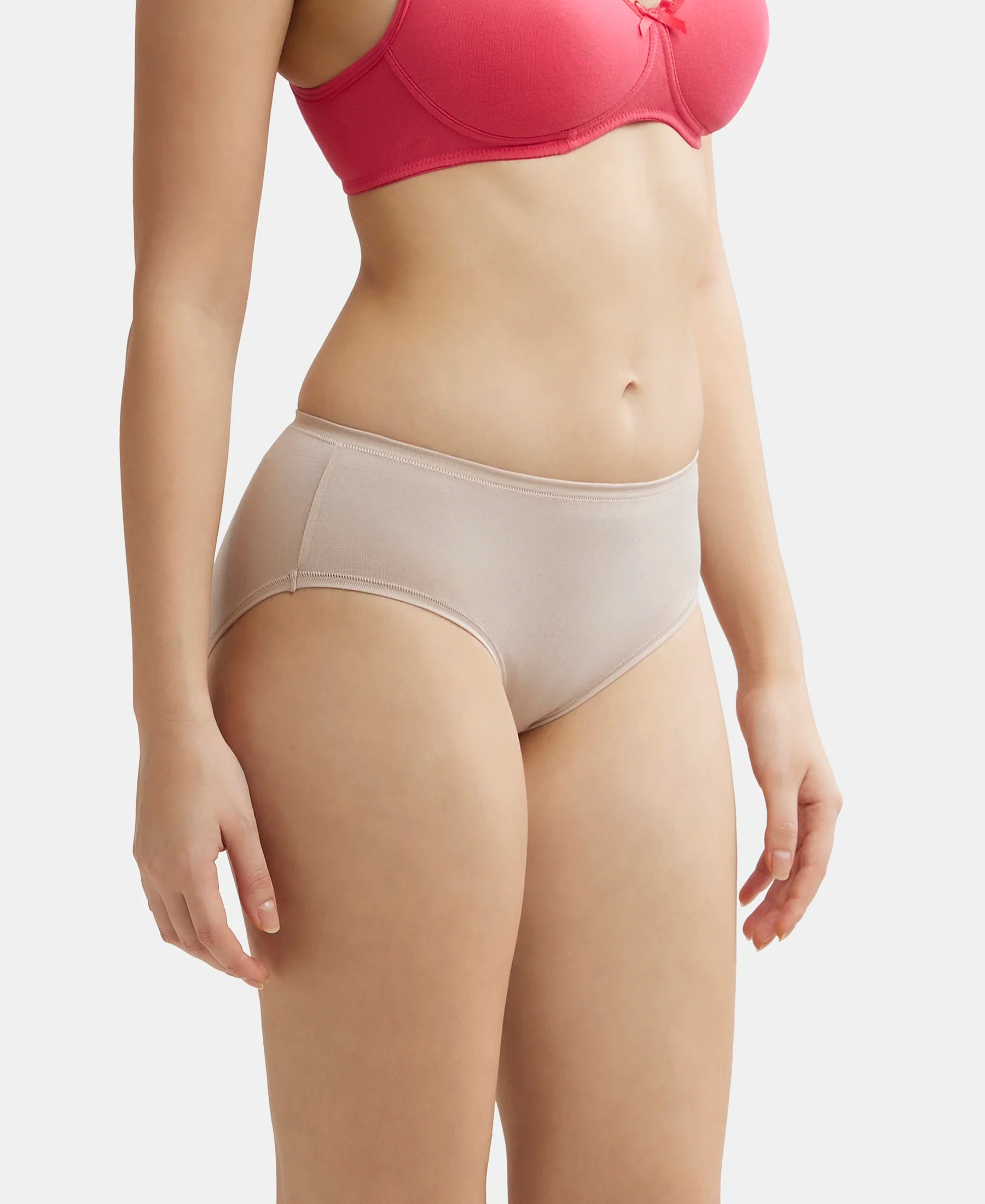 High Coverage Tencel Lyocell Elastane Stretch High Waist Hipster With Concealed Waistband and StayFresh Treatment - Mushroom - Image 2