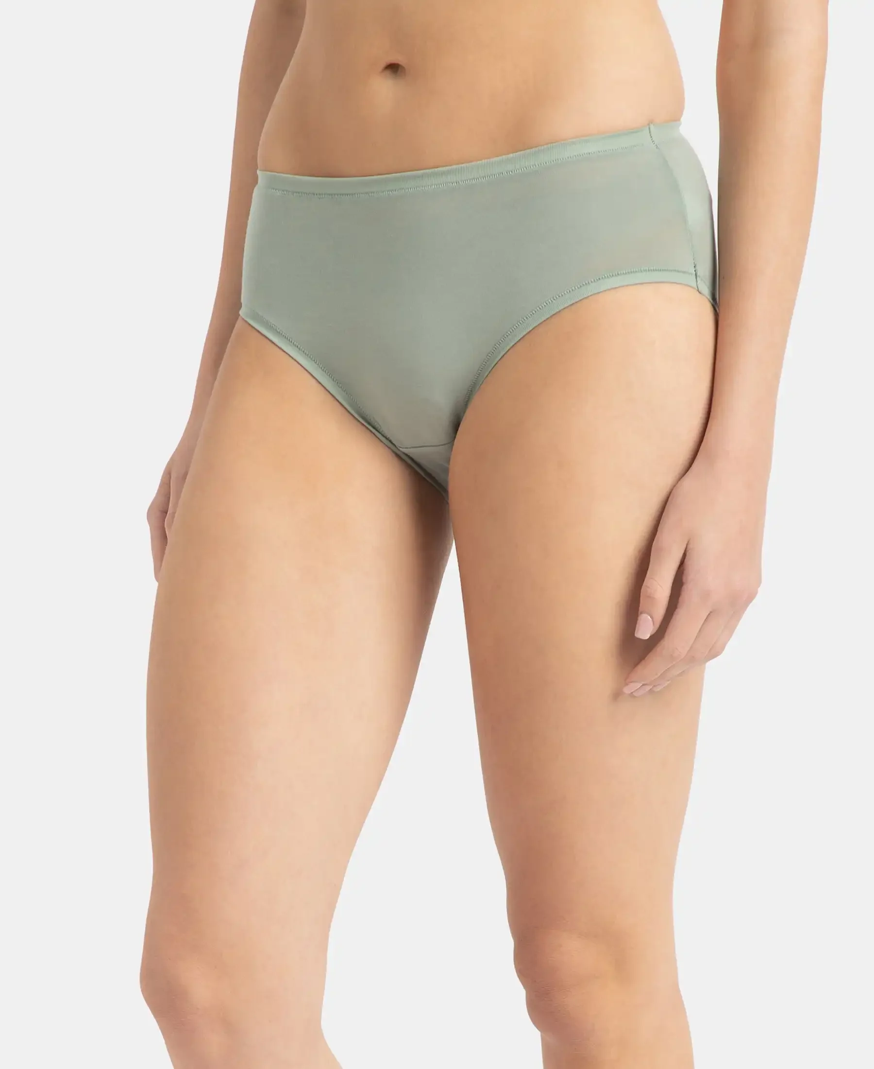 High Coverage Tencel Lyocell Elastane Stretch High Waist Hipster With Concealed Waistband and StayFresh Treatment - Iceberg Green - Image 2