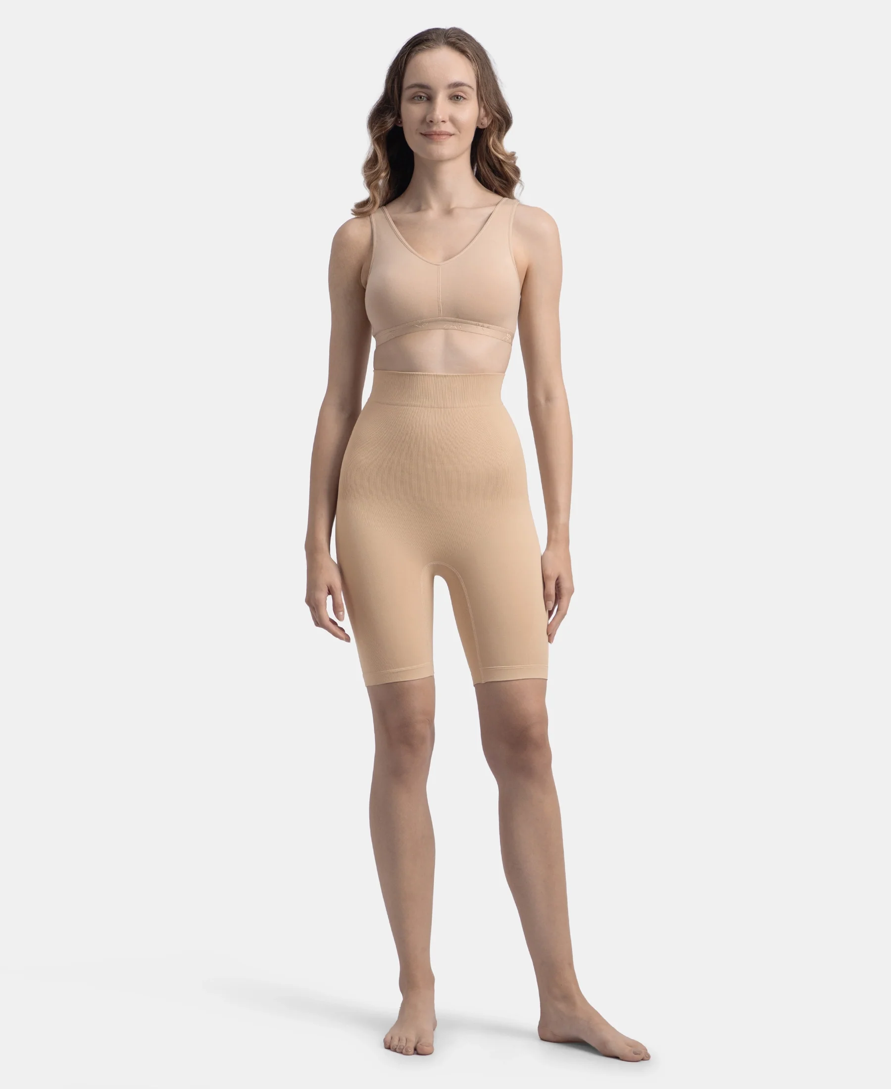 High Waist Microfiber Elastane Stretch Seamfree Shorts Shapewear - Skin - Image 4