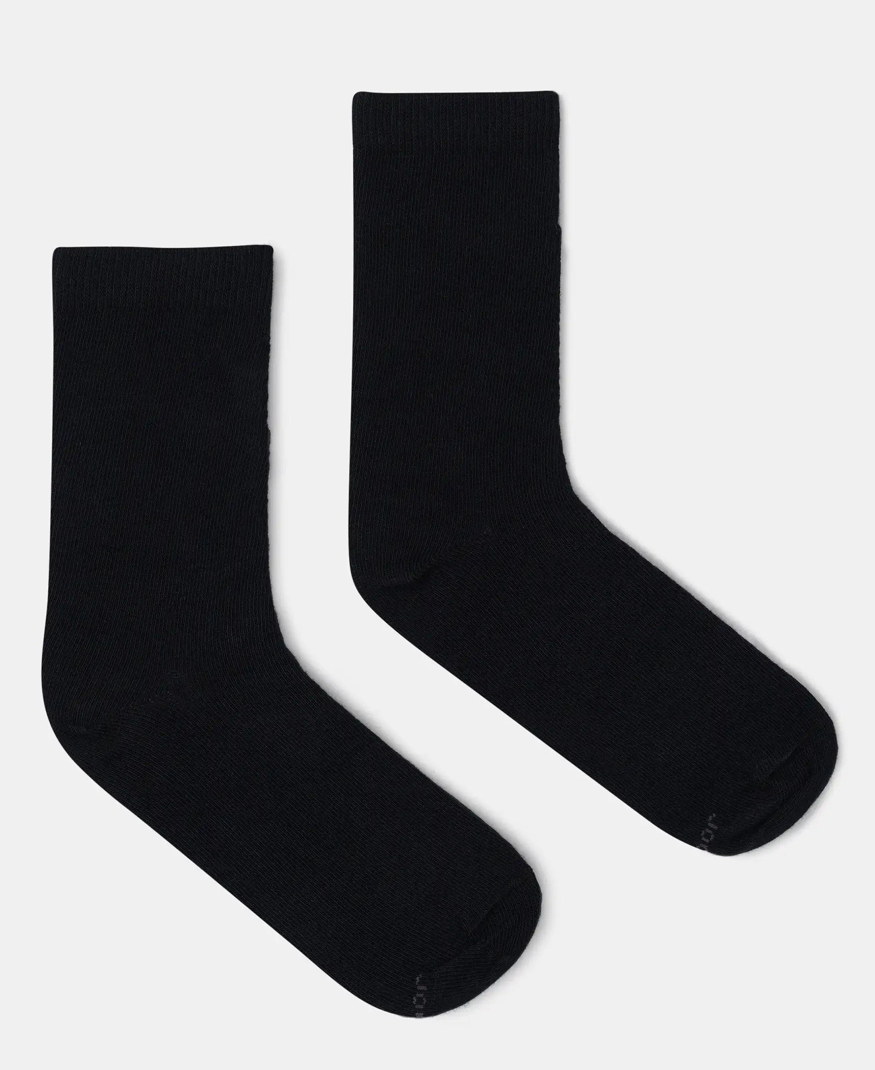 Kid's Compact Cotton Stretch Solid Calf Length Socks With StayFresh Treatment - Black - Image 4