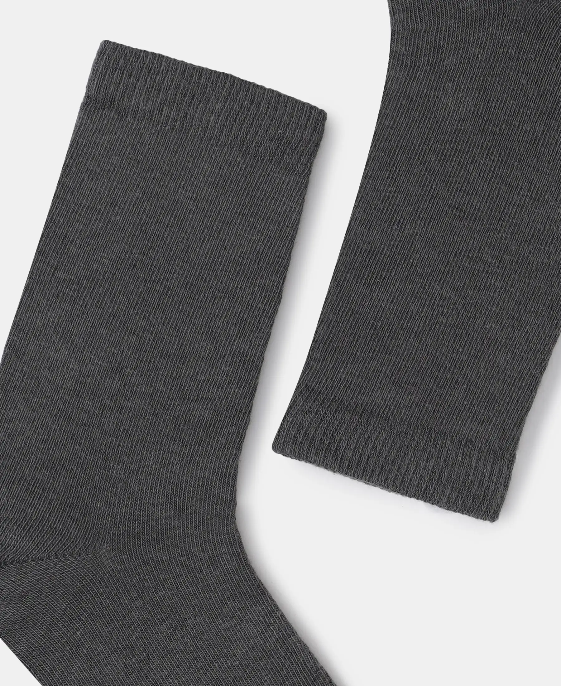 Kid's Compact Cotton Stretch Solid Calf Length Socks With StayFresh Treatment - Gun Metal (Pack of 2) - Image 3