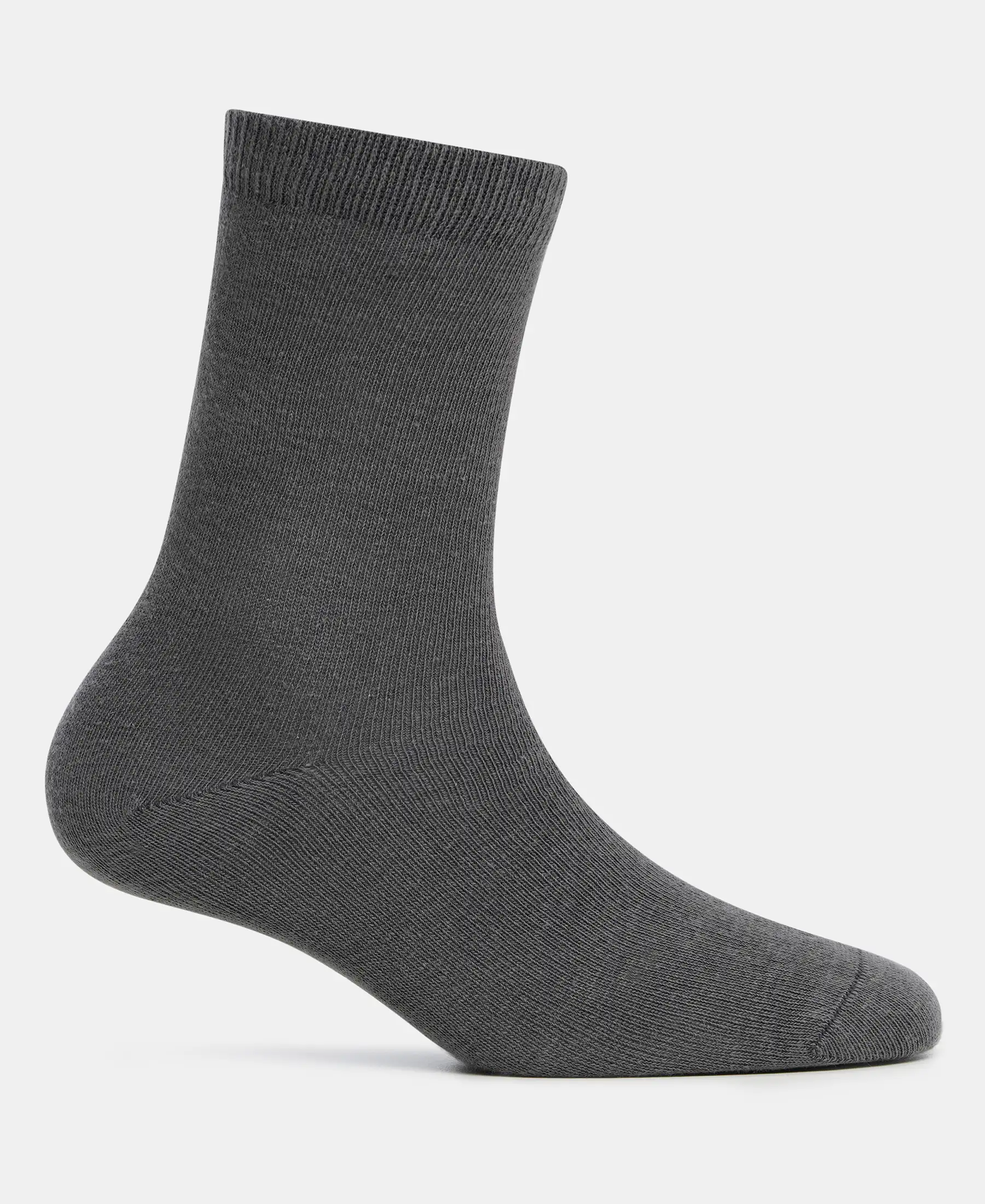 Kid's Compact Cotton Stretch Solid Calf Length Socks With StayFresh Treatment - Gun Metal (Pack of 2) - Image 4