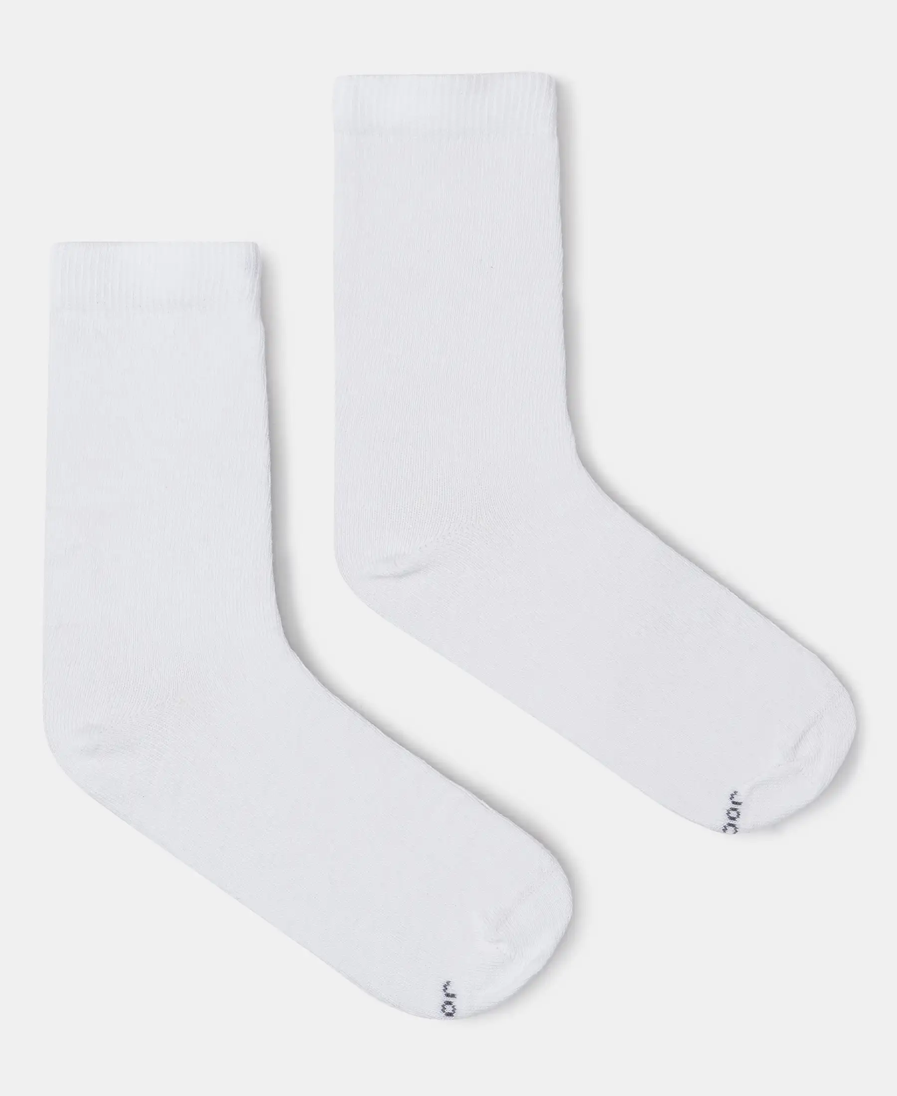 Kid's Compact Cotton Stretch Solid Calf Length Socks With StayFresh Treatment - White - Image 4