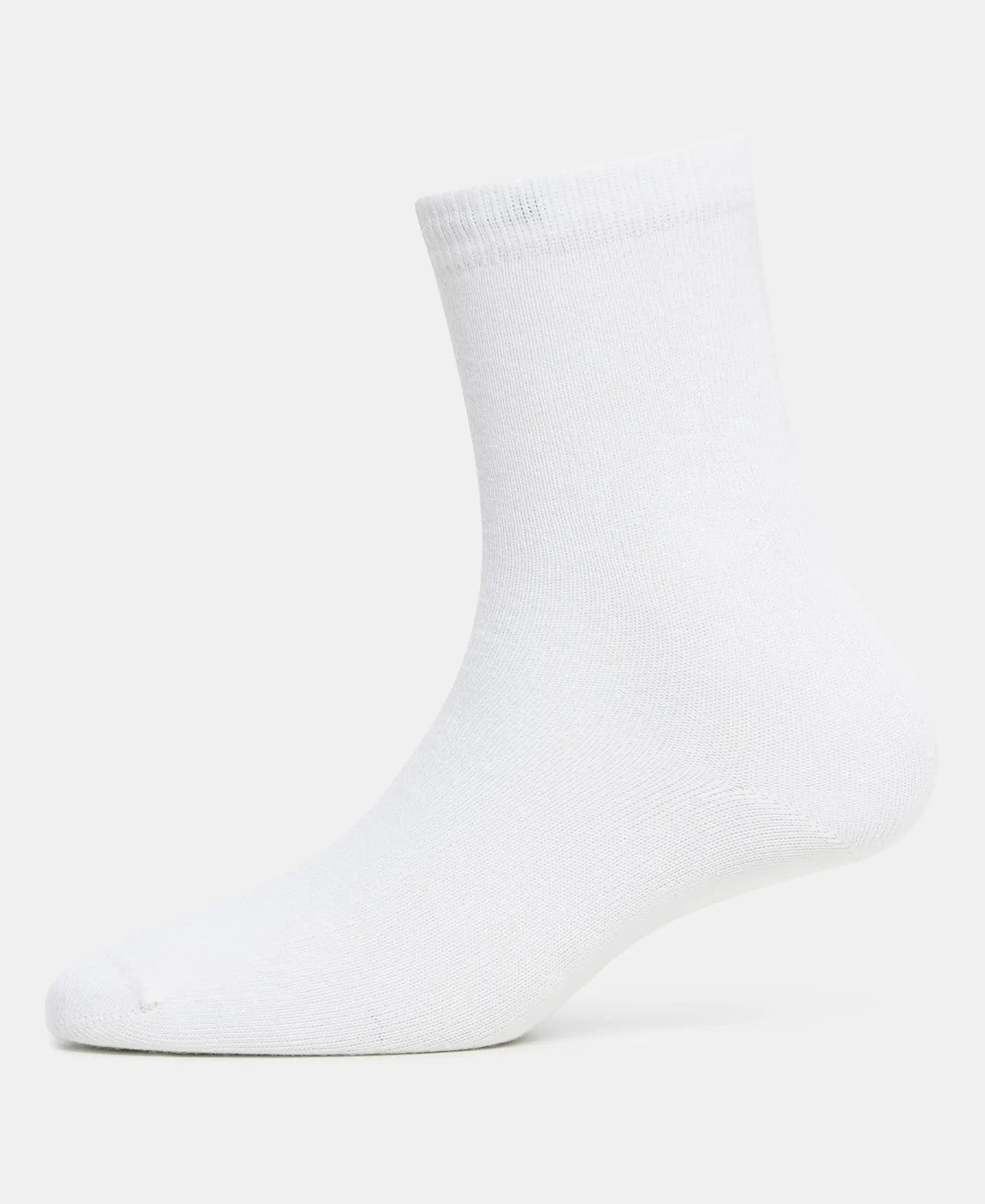 Kid's Compact Cotton Stretch Solid Calf Length Socks With StayFresh Treatment - White - Image 5