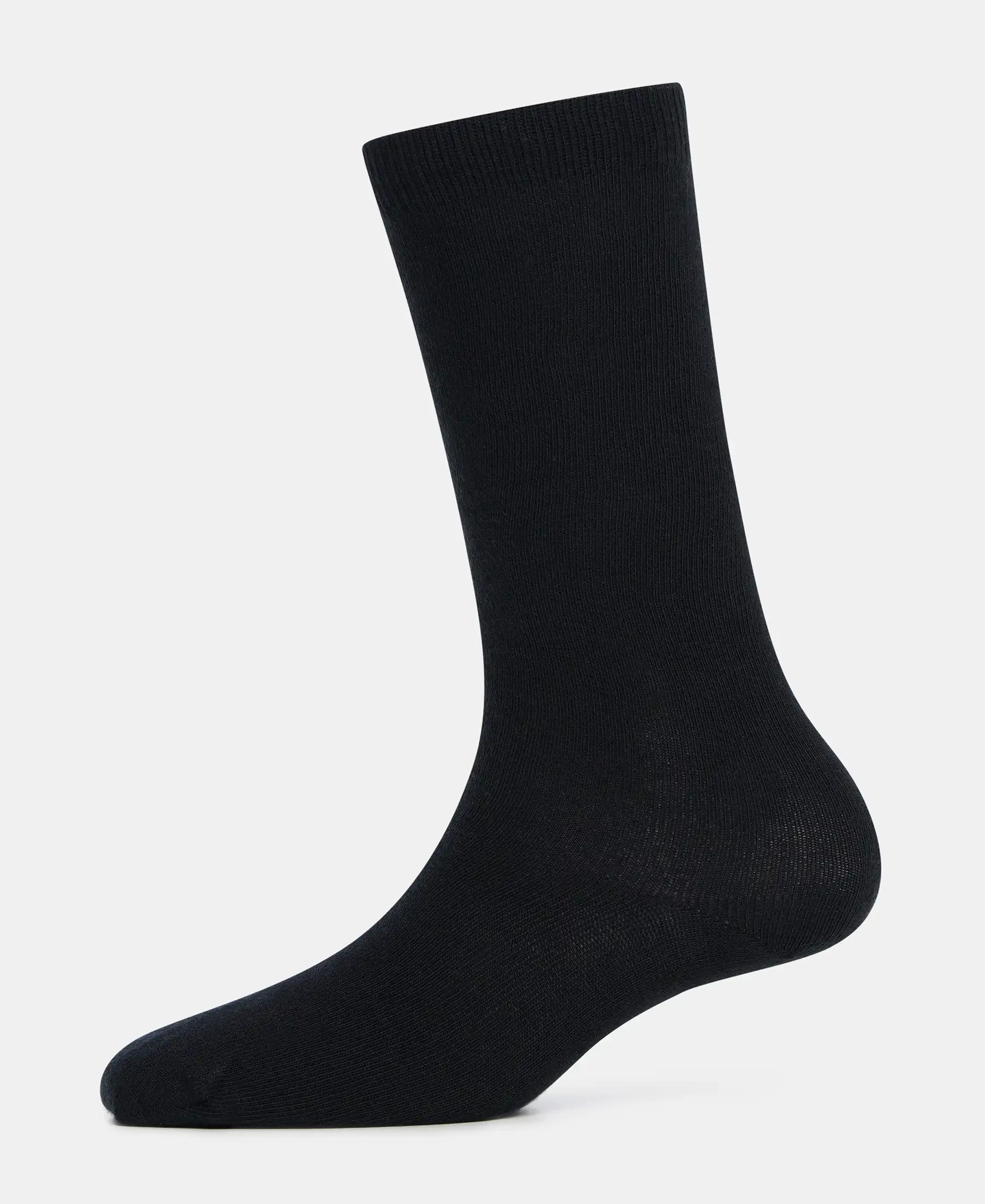 Kid's Compact Cotton Stretch Solid Knee Length Socks With StayFresh Treatment - Black - Image 5