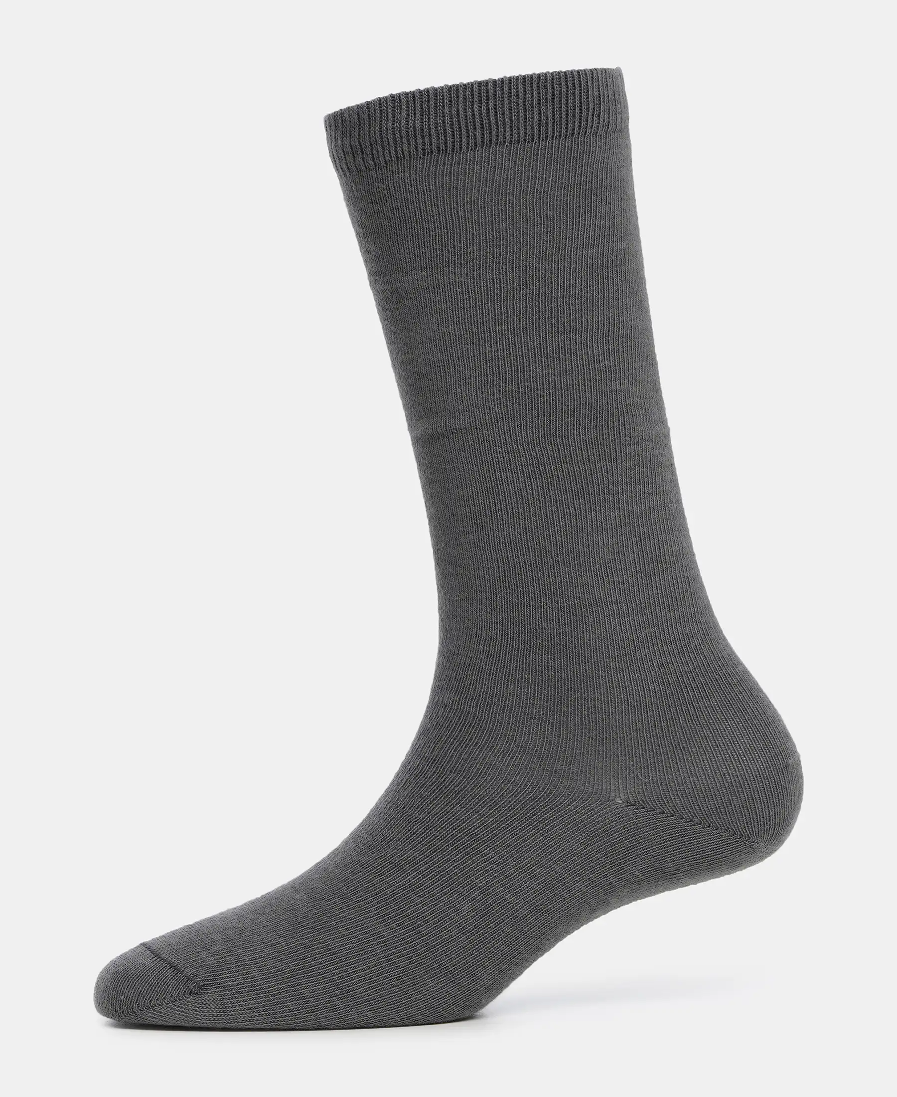 Kid's Compact Cotton Stretch Solid Knee Length Socks With StayFresh Treatment - Gun Metal (Pack of 2) - Image 6