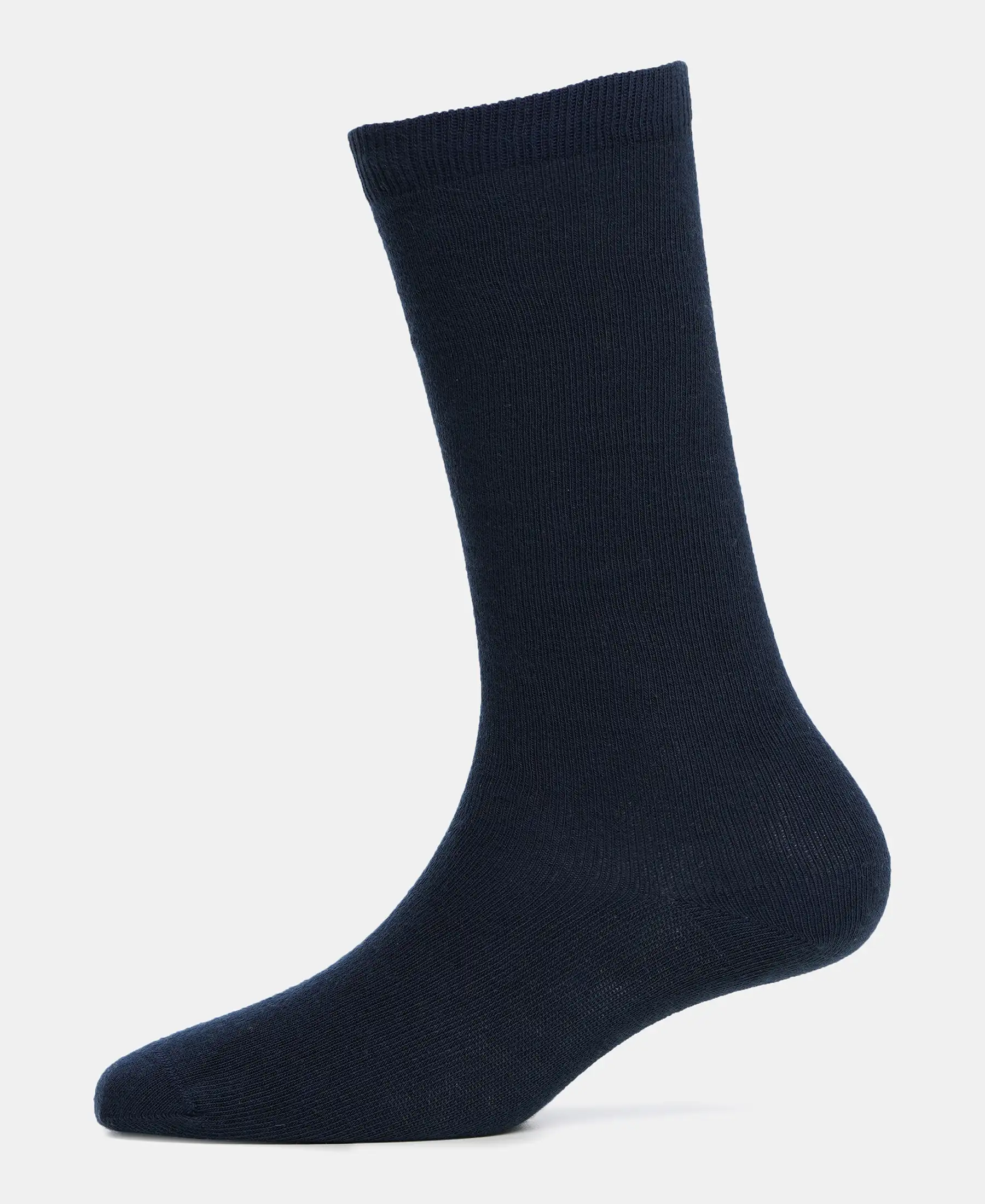 Kid's Compact Cotton Stretch Solid Knee Length Socks With StayFresh Treatment - Navy (Pack of 2) - Image 6