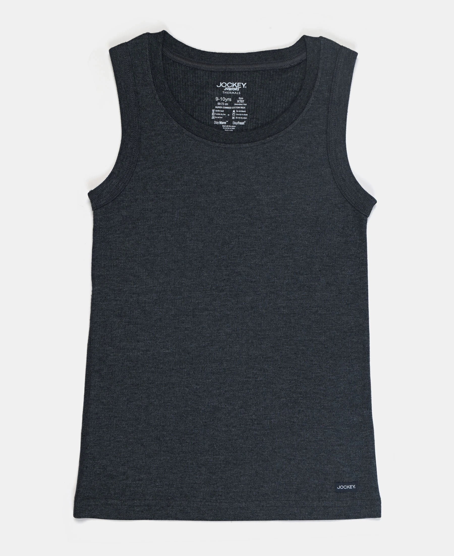 Super Warm Kid's Super Combed Cotton Rich Brushed Thermal Muscle Vest with StayWarm Treatment - Charcoal Melange