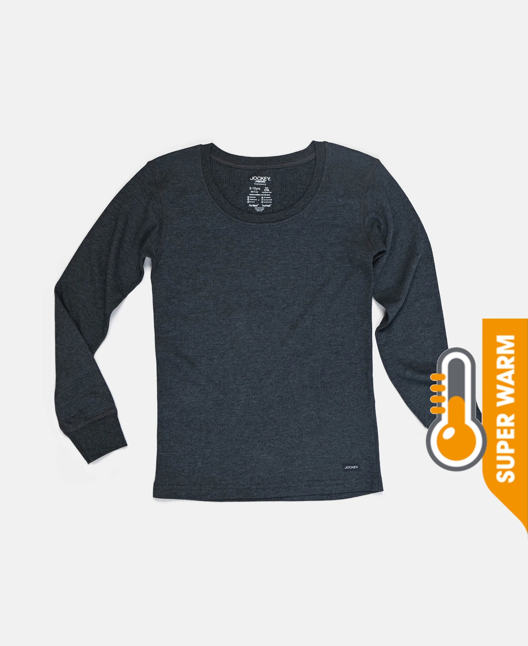 Super Warm Kid's Super Combed Cotton Rich Brushed Thermal Undershirt with StayWarm Treatment - Charcoal Melange - Image 5