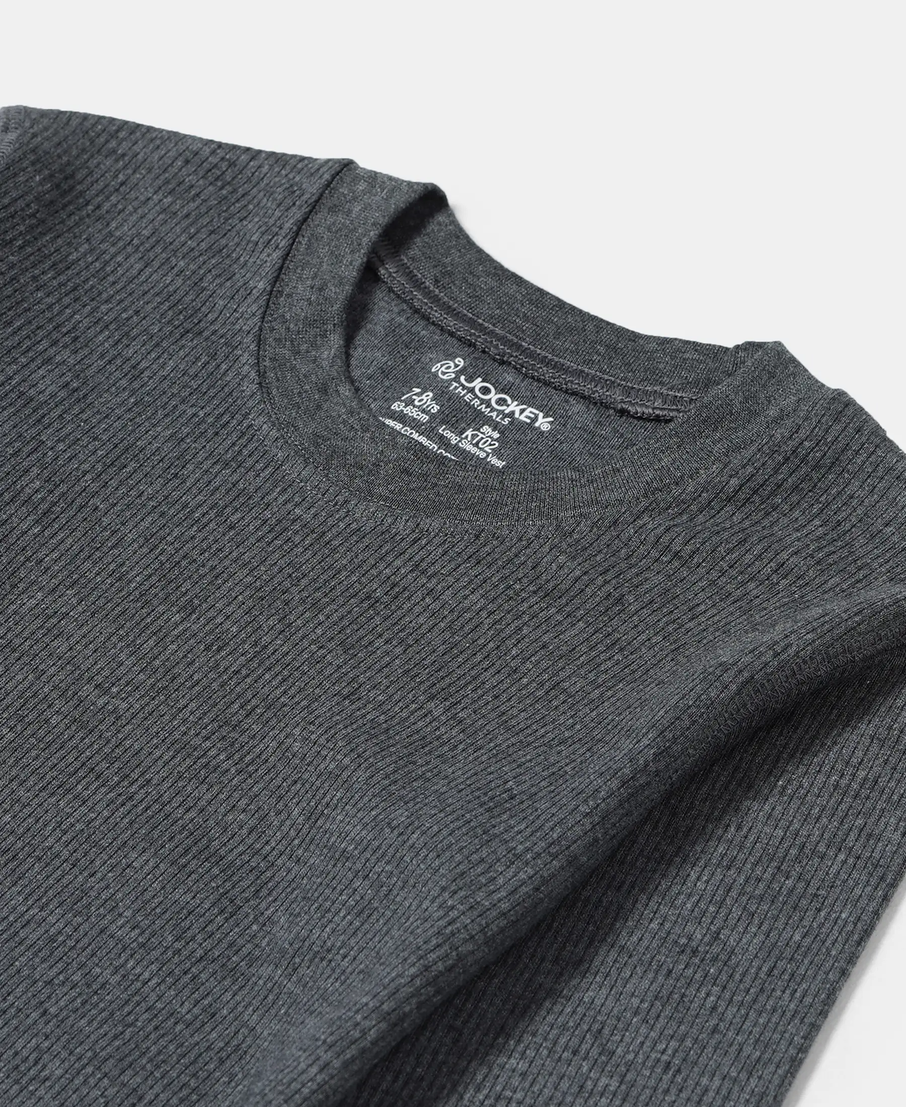 Extra Warmth Kid's Super Combed Cotton Rich Full Sleeve Thermal Undershirt with StayWarm Treatment - Charcoal Melange - Image 3