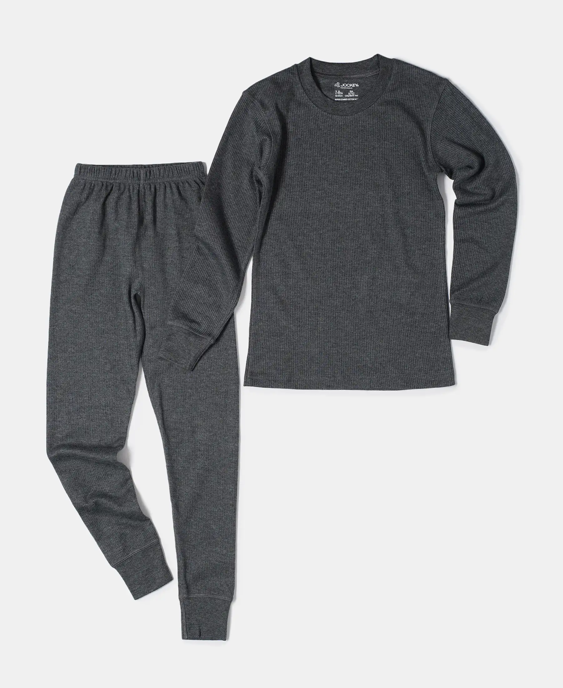 Extra Warmth Kid's Super Combed Cotton Rich Thermal Long John with StayWarm Treatment - Charcoal Melange - Image 4