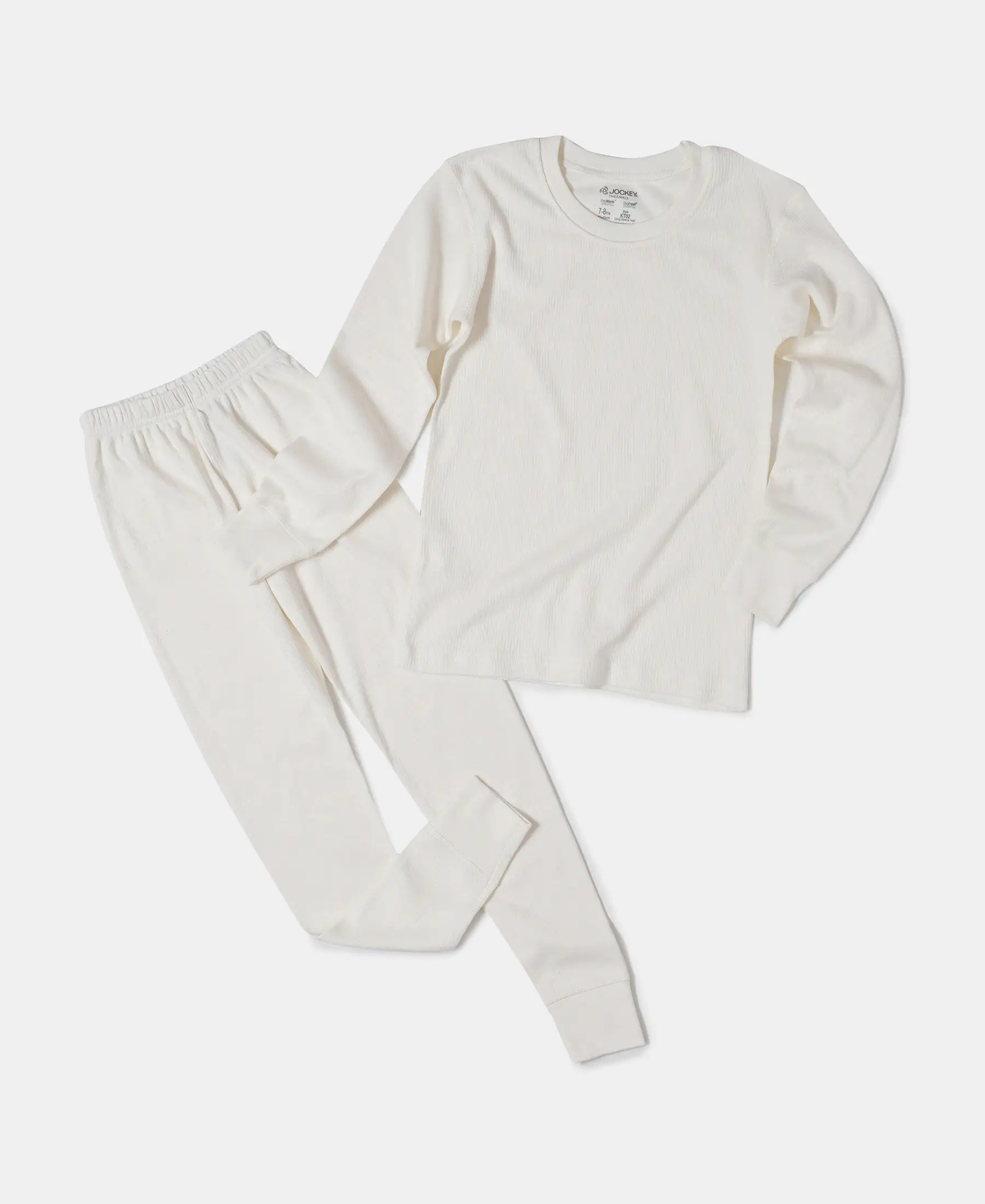 Extra Warmth Kid's Super Combed Cotton Rich Thermal Long John with StayWarm Treatment - Off White - Image 4