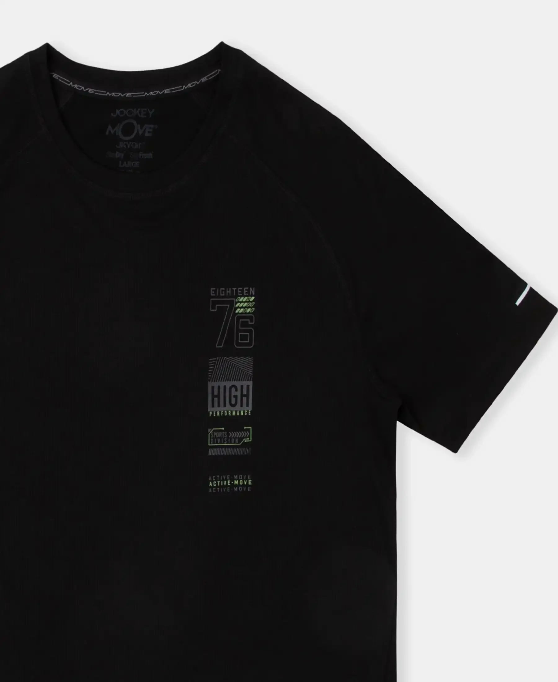 Lightweight Microfiber Round Neck Half Sleeve Printed T-Shirt with Breathable Mesh - Black - Image 10