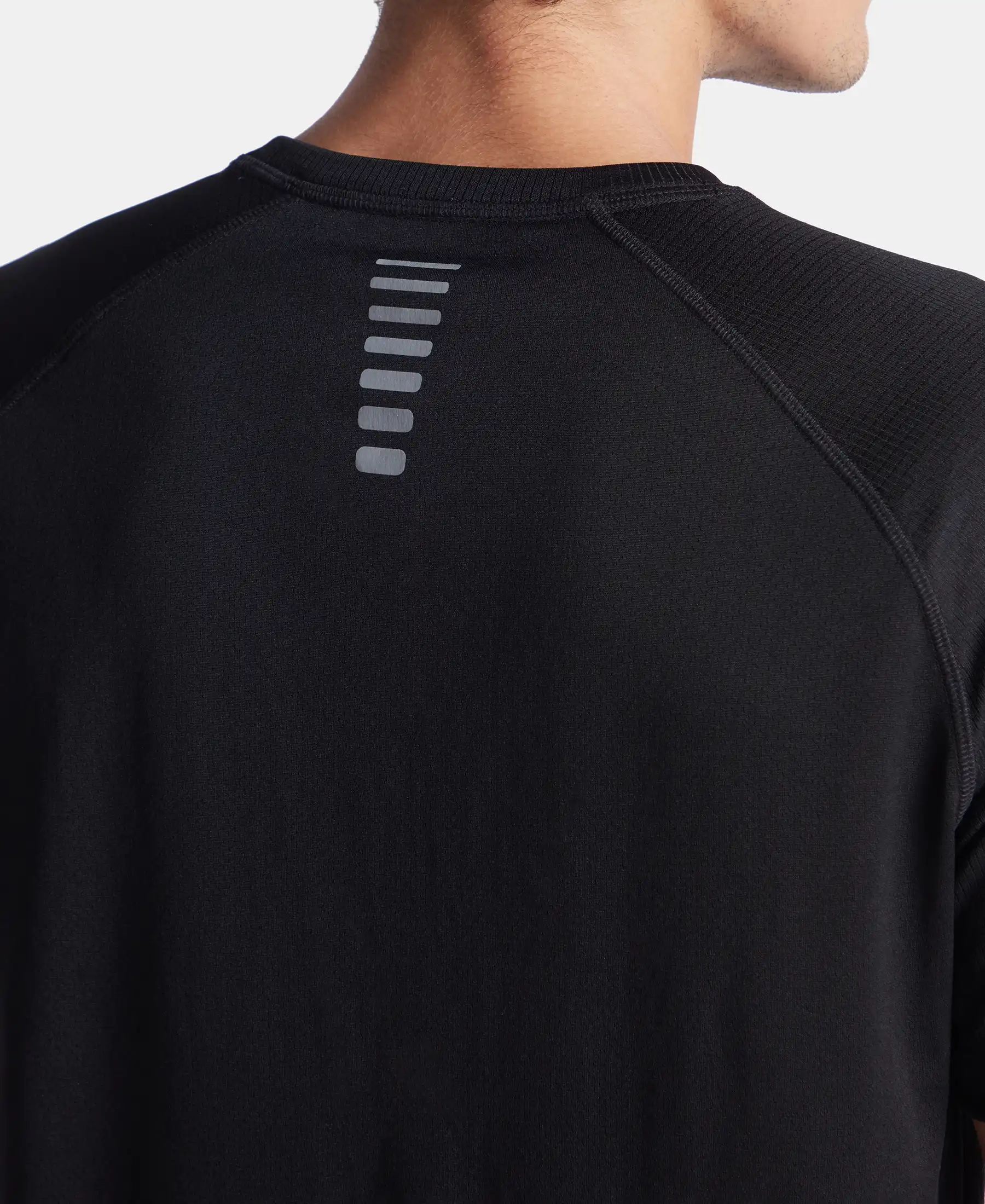 Lightweight Microfiber Round Neck Half Sleeve Printed T-Shirt with Breathable Mesh - Black - Image 7