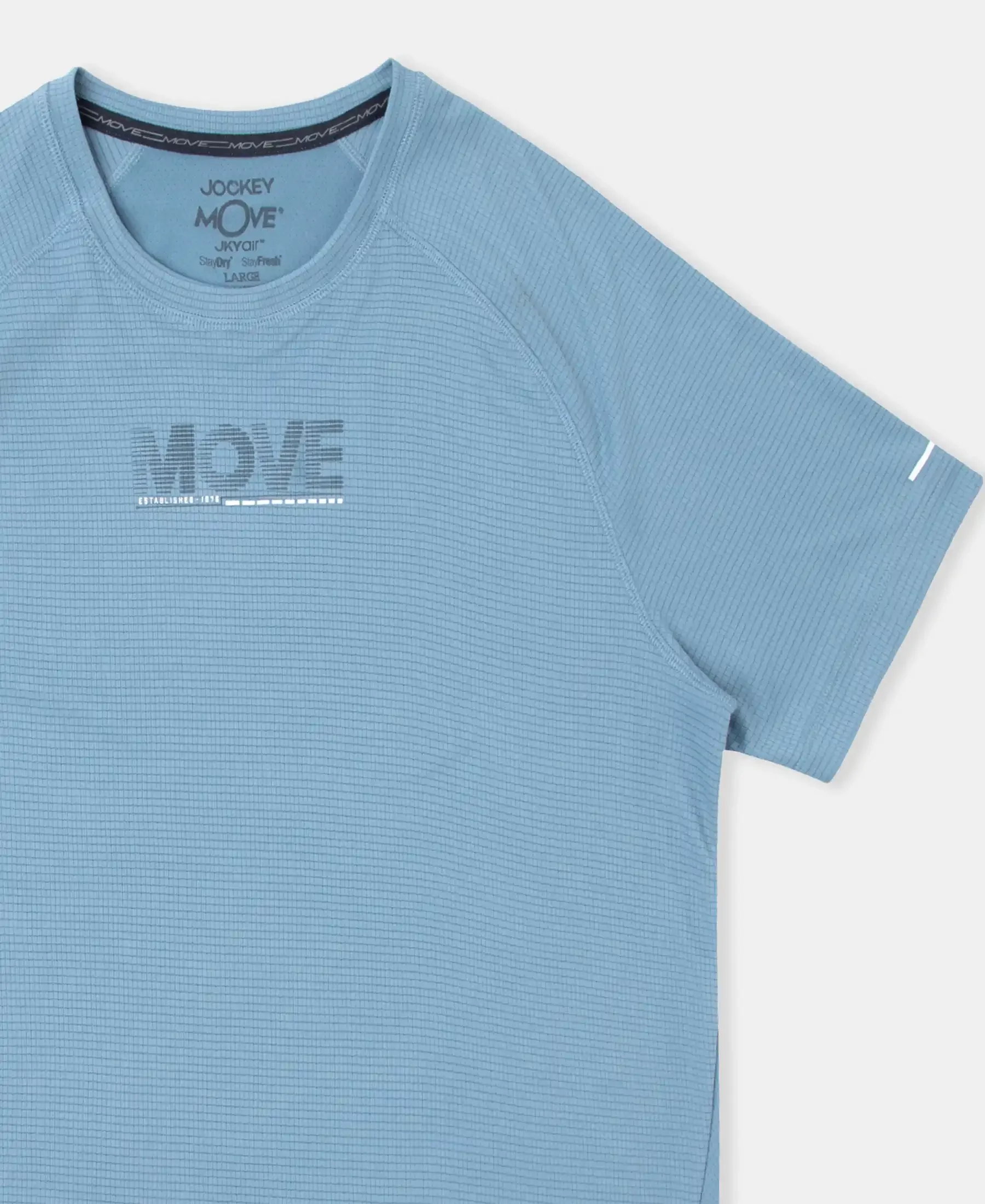 Lightweight Microfiber Round Neck Half Sleeve Printed T-Shirt with Breathable Mesh - Provincial Blue - Image 10