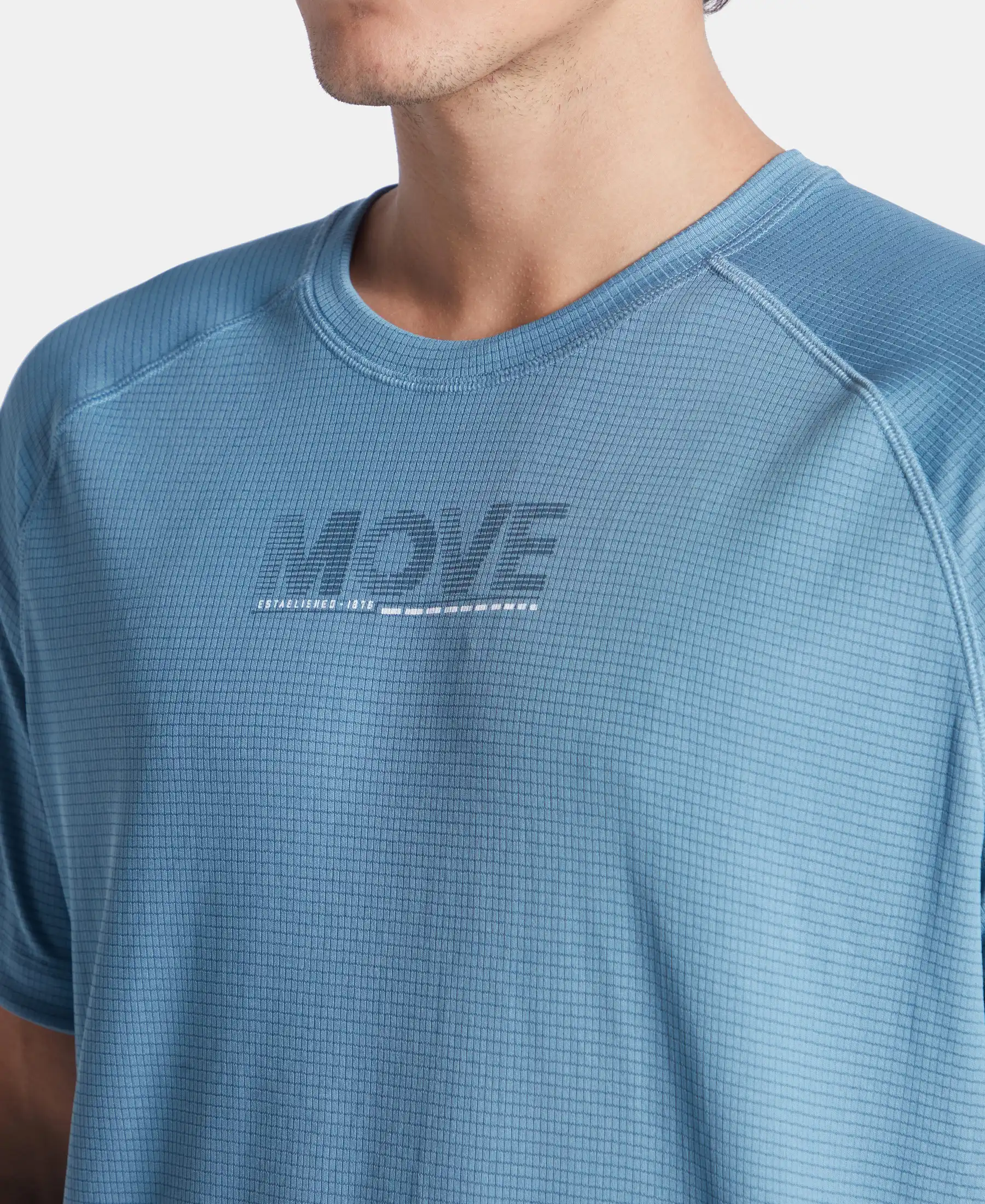 Lightweight Microfiber Round Neck Half Sleeve Printed T-Shirt with Breathable Mesh - Provincial Blue - Image 7